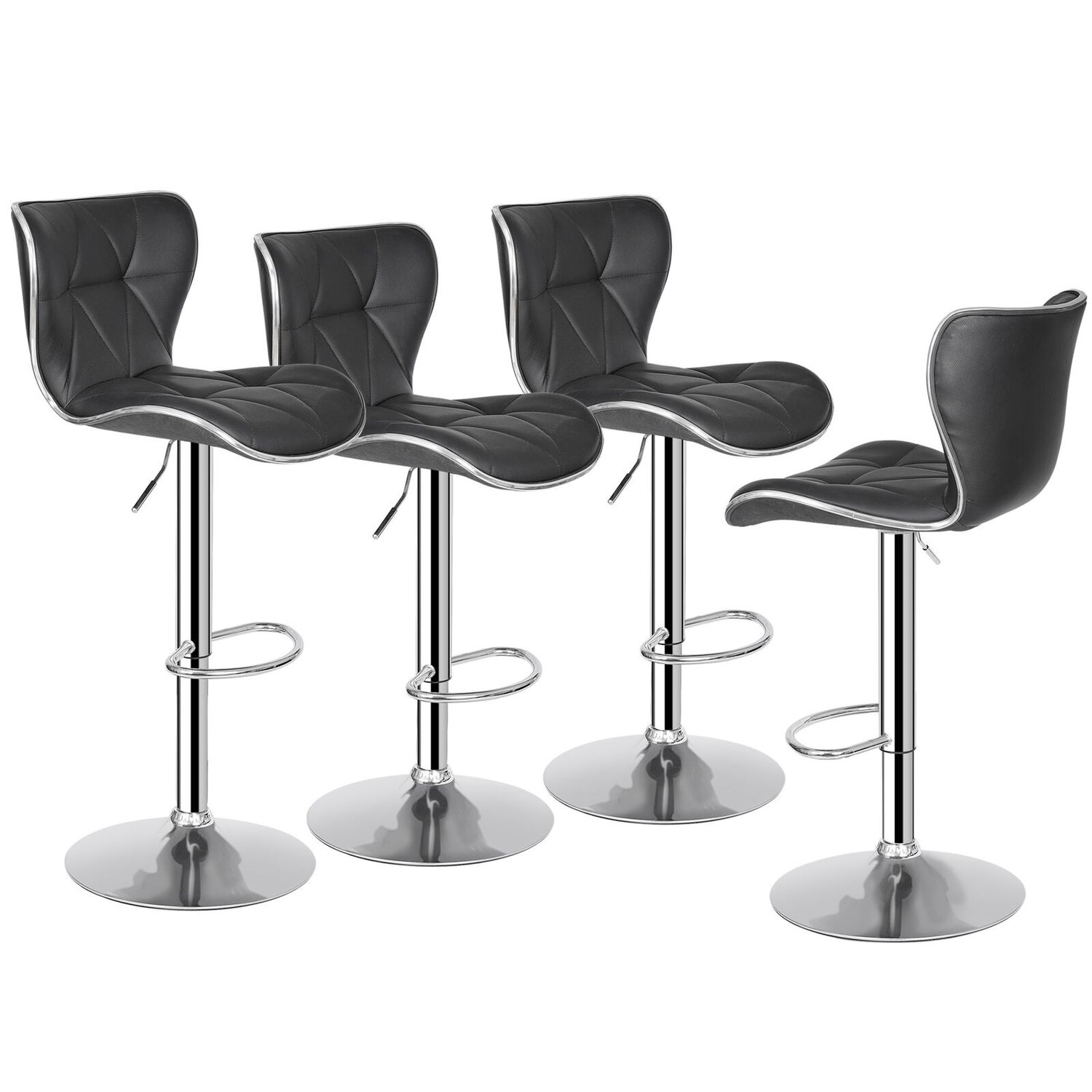 Shell Bar Stools Set of 4 Adjustable Height Swivel Bar Stools Dining Chairs Home
