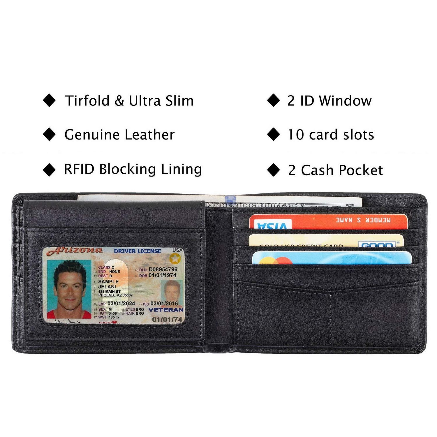 Travelambo Leather RFID Blocking Bifold Wallet
