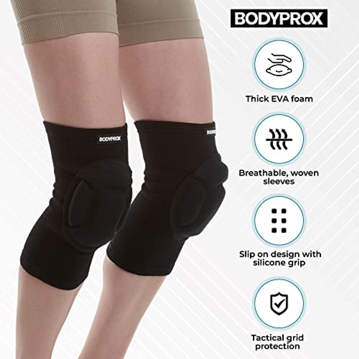Bodyprox Protective Knee Pads, Thick Sponge Anti-Slip, Collision Avoidance Knee Sleeve (Large)