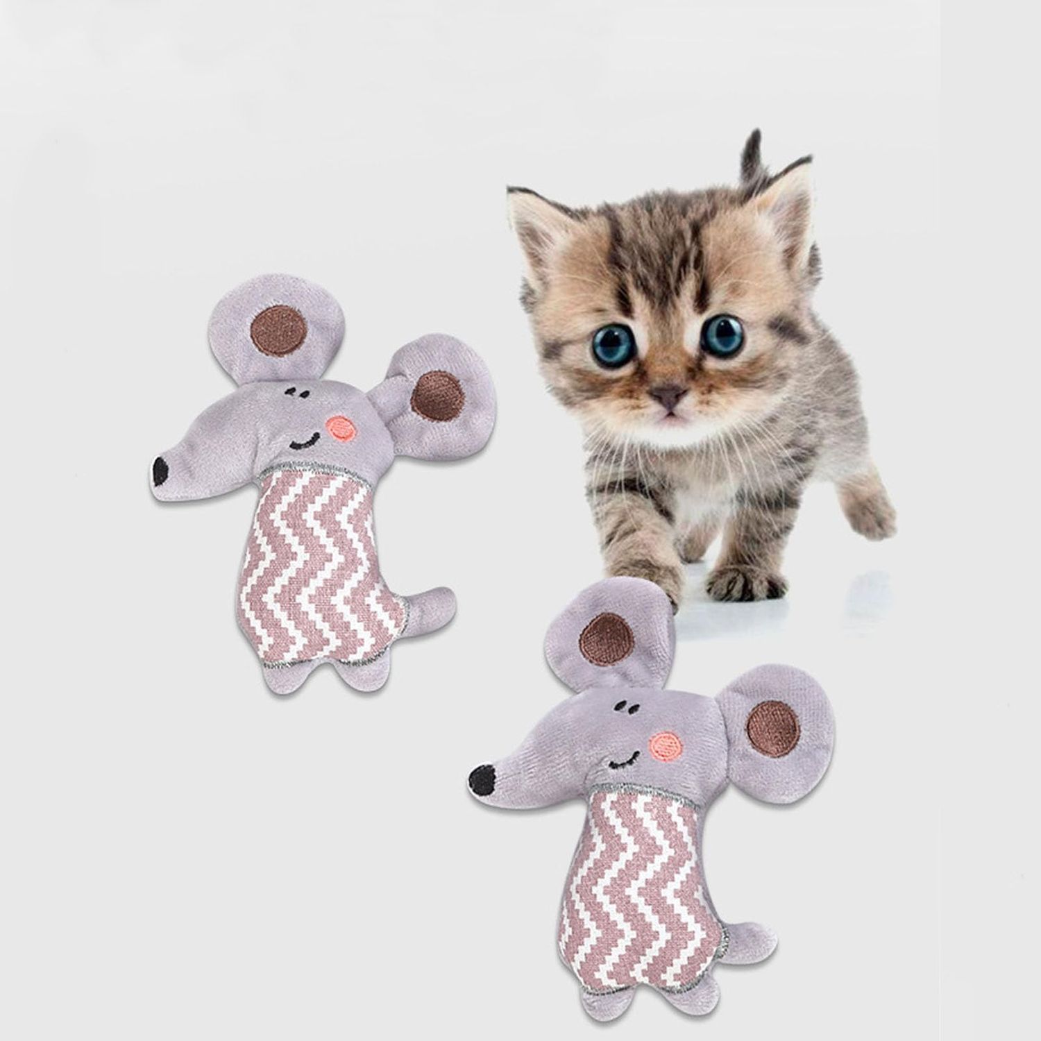 Pubialo 3pcs Cat Mouse Toys for Indoor Cats, Soft and Durable Mouse Cat Toys, Interactive Cat Kicker Toys for Indoor Cats, Promotes Kitten Exercise, (Mouse)