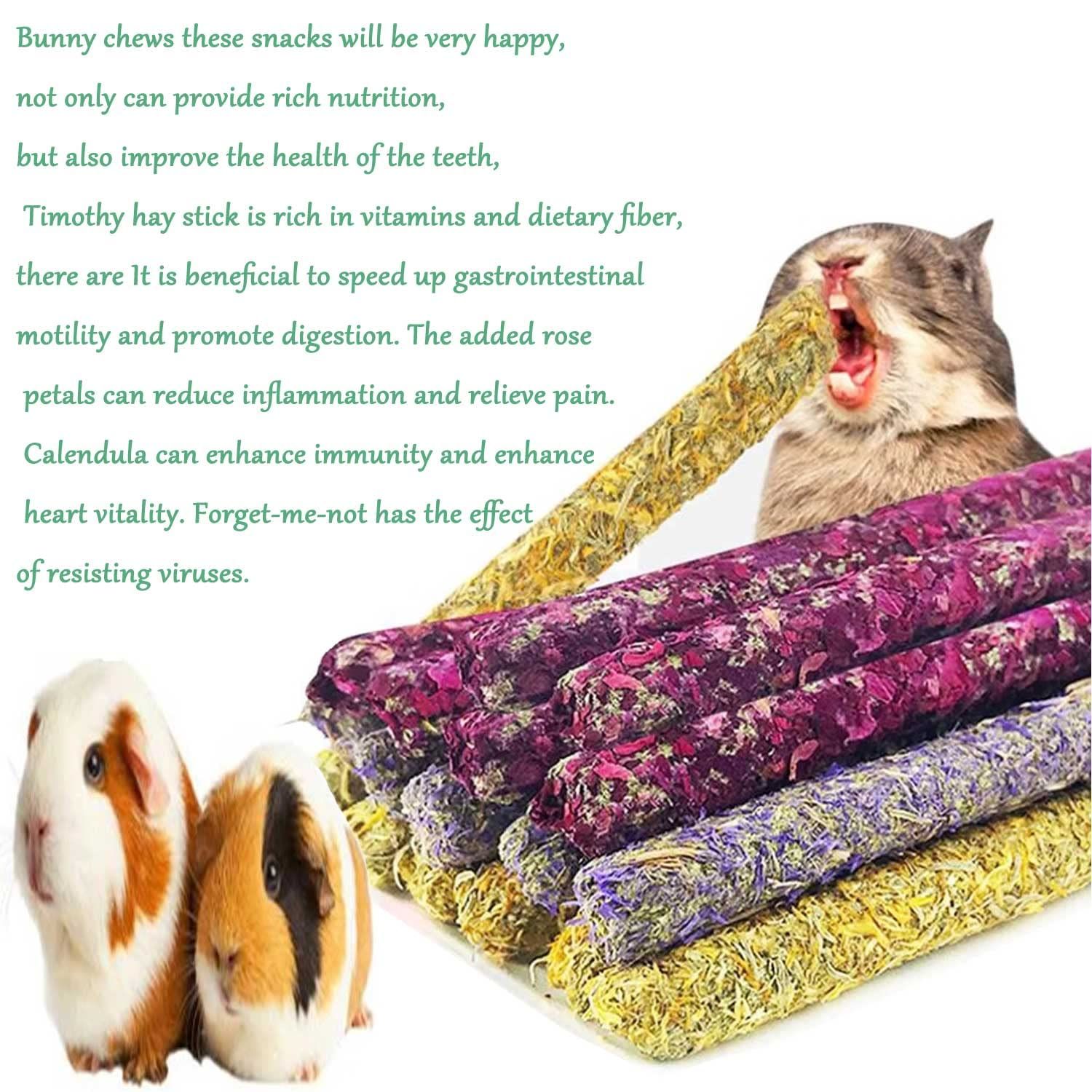 Rabbit Chew Toys 40pcs Timothy Hay Sticks About 14oz/400g Hamster Molar Snacks Handmade are Perfect Food Accessories for Bunny Guinea Pigs Rats Chinchillas Gerbils