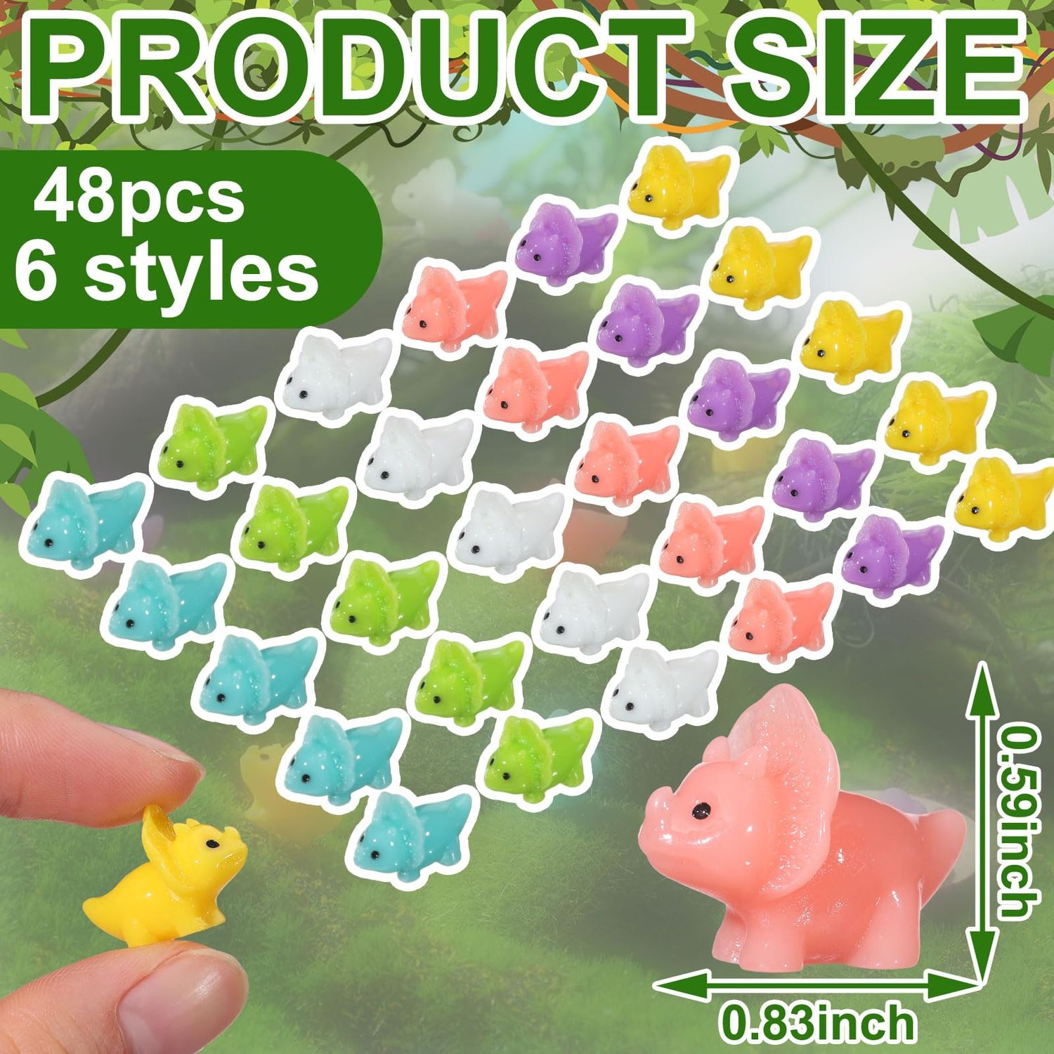 Liliful 48 Pcs Mini Resin Dinosaur Figures Small Dinosaur Tiny Dinosaur for Mini Garden Micro Landscape Aquarium Home Decoration Dinosaur Outdoor Party Favors (Classic)
