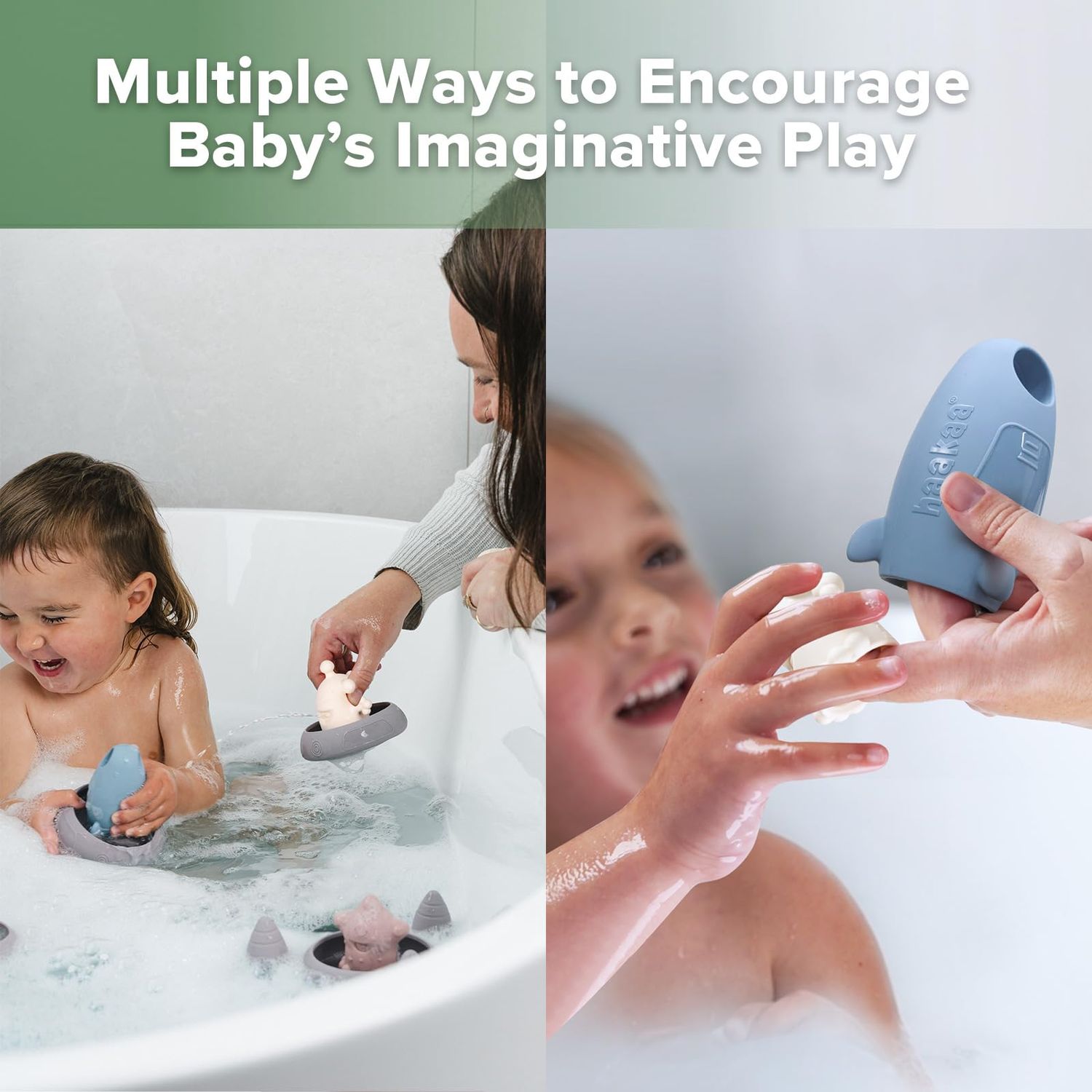 Haakaa Alien Explorers Baby Bath Toys, Food Grade Silicone Toddler Squirt Water Toys for Bathtubs/Swimming Pools/Beaches, Detachable Mold Free Floating Tub Toys for Kids Ages 1-3 (Whole Set)