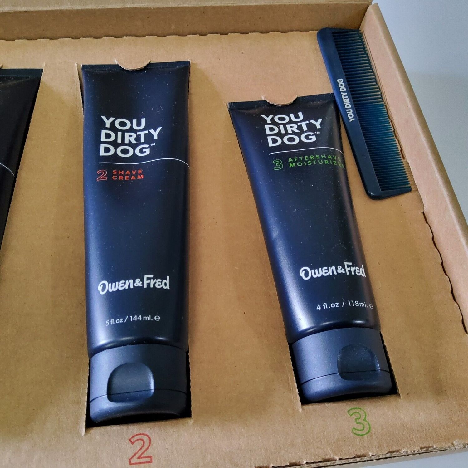 Owen & Fred Men’s "You Dirty Dog" Grooming Set 3 Full Size Products Comb Gift