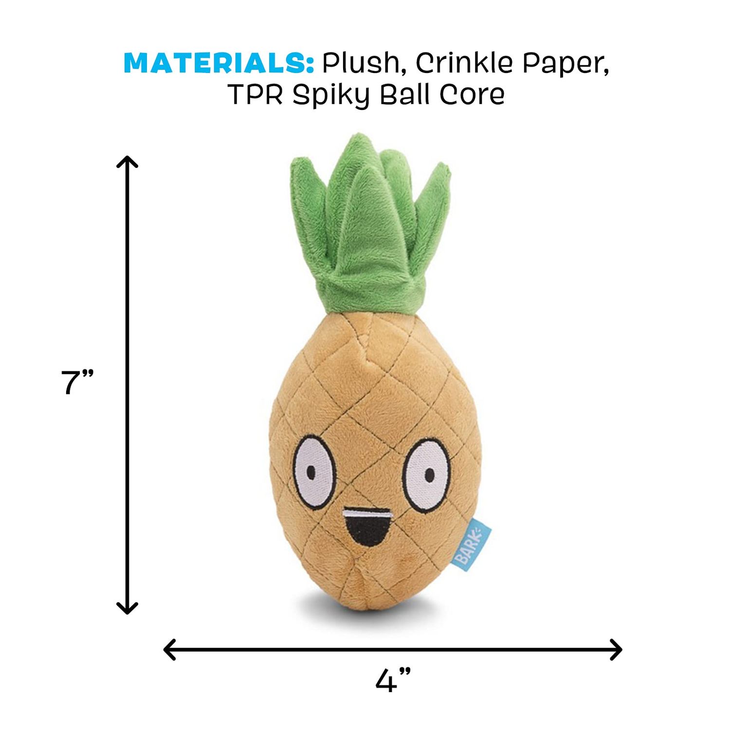 Barkbox 2 in 1 Interactive Plush Dog Toy - Rip and Reveal Dog Toy for Large Dogs - Stimulating Squeaky Pet Enrichment and Puppy Toys | Penny The Pineapple (Large)