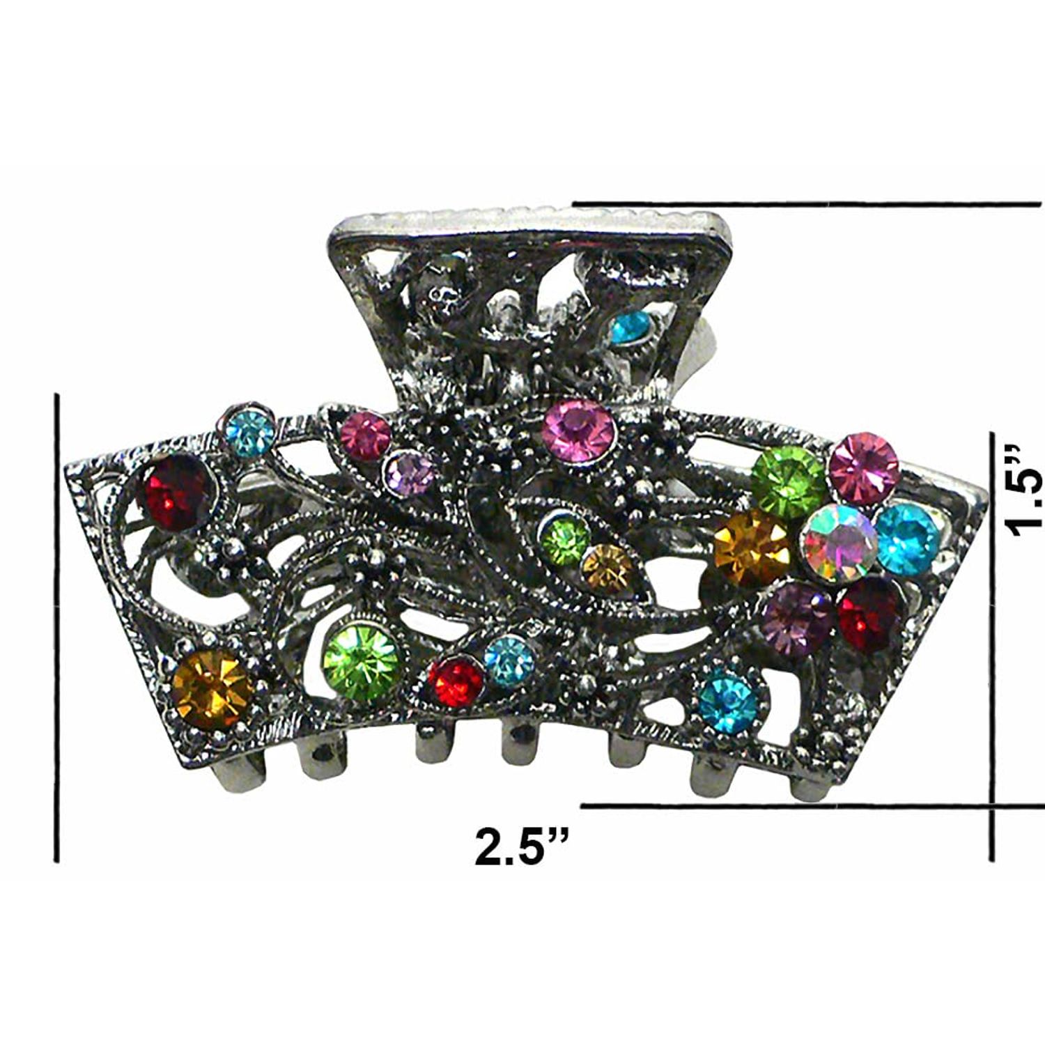 Set of 3 JCGY Crystal Metal Jaw Clip Hair Claws Distinctive Square Clip Design for Women Girls Updo Hair Styling-0354PurpleBrownCrystal