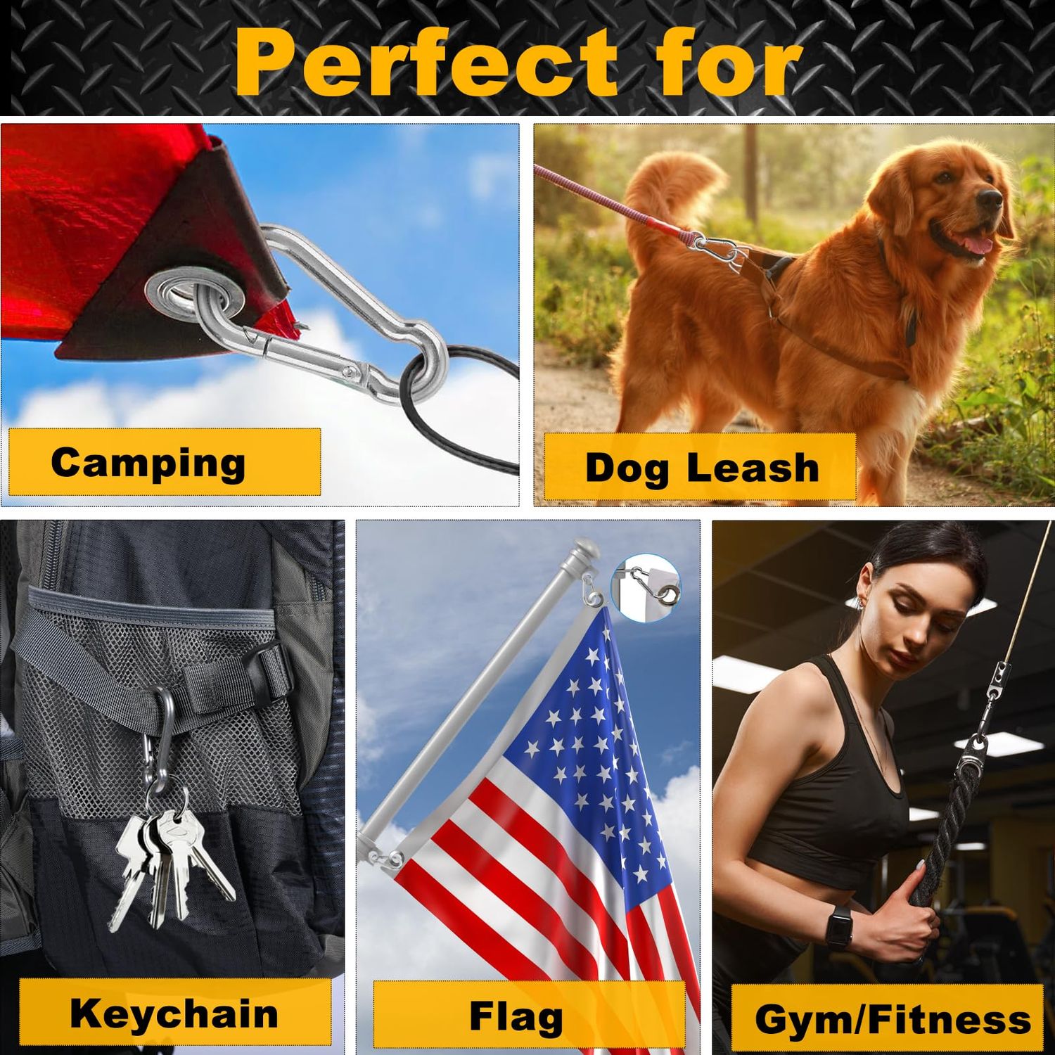 12 Pcs Small Carabiner Clip - Stainless Steel Spring Snap Hook for Bird Feeders or Dog Leash & Harness, Quick Link Keychain(M4,40mm, can Hold 150lbs)