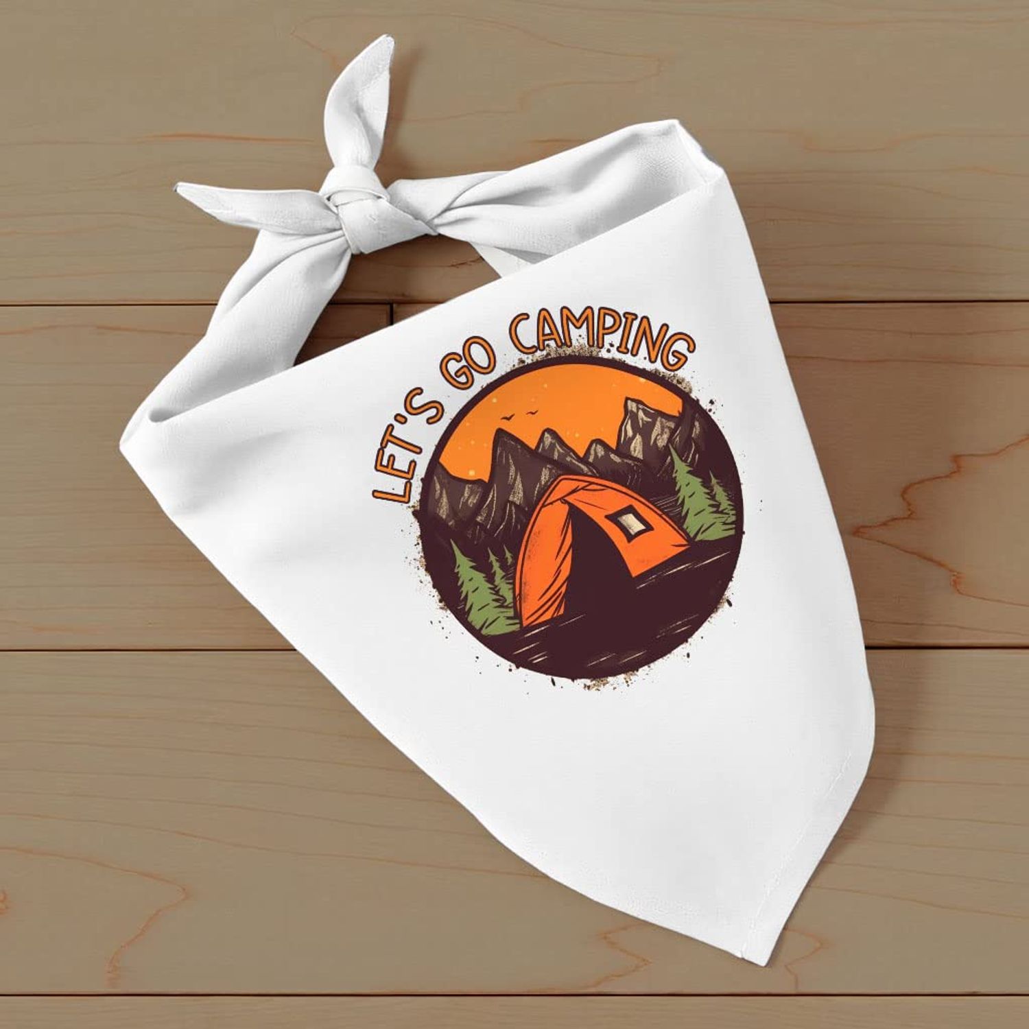 Let's Go Camping Pet Bandana - Tent Dog Bandana - Camping Pet Scarf - M