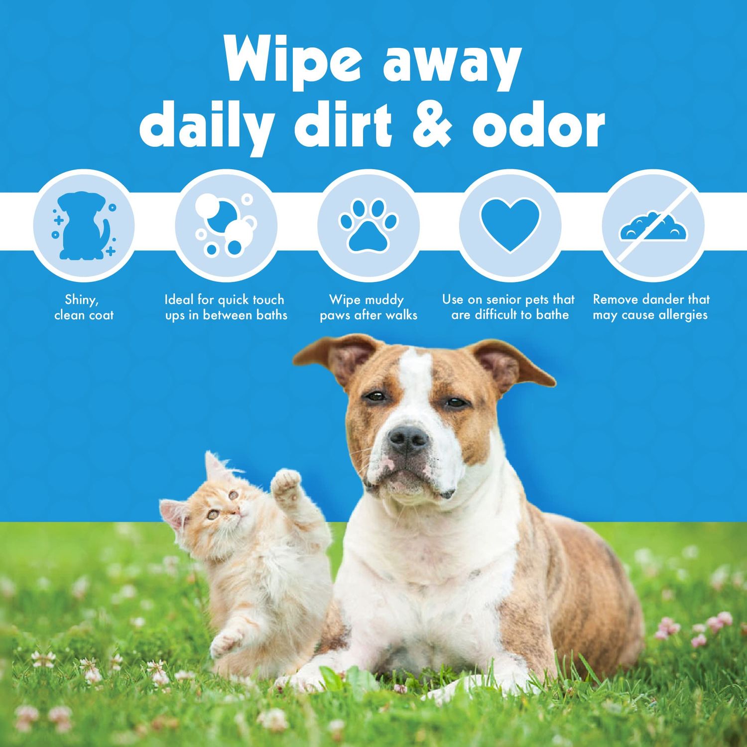 Petkin Mega PetWipes, 200 Wipes - Pet Wipes for Dogs and Cats - For Face, Paws, Ears, Body and Eye Area - Super Convenient Dog Cleaning Wipes, Ideal for Home or Travel - Easy to Use
