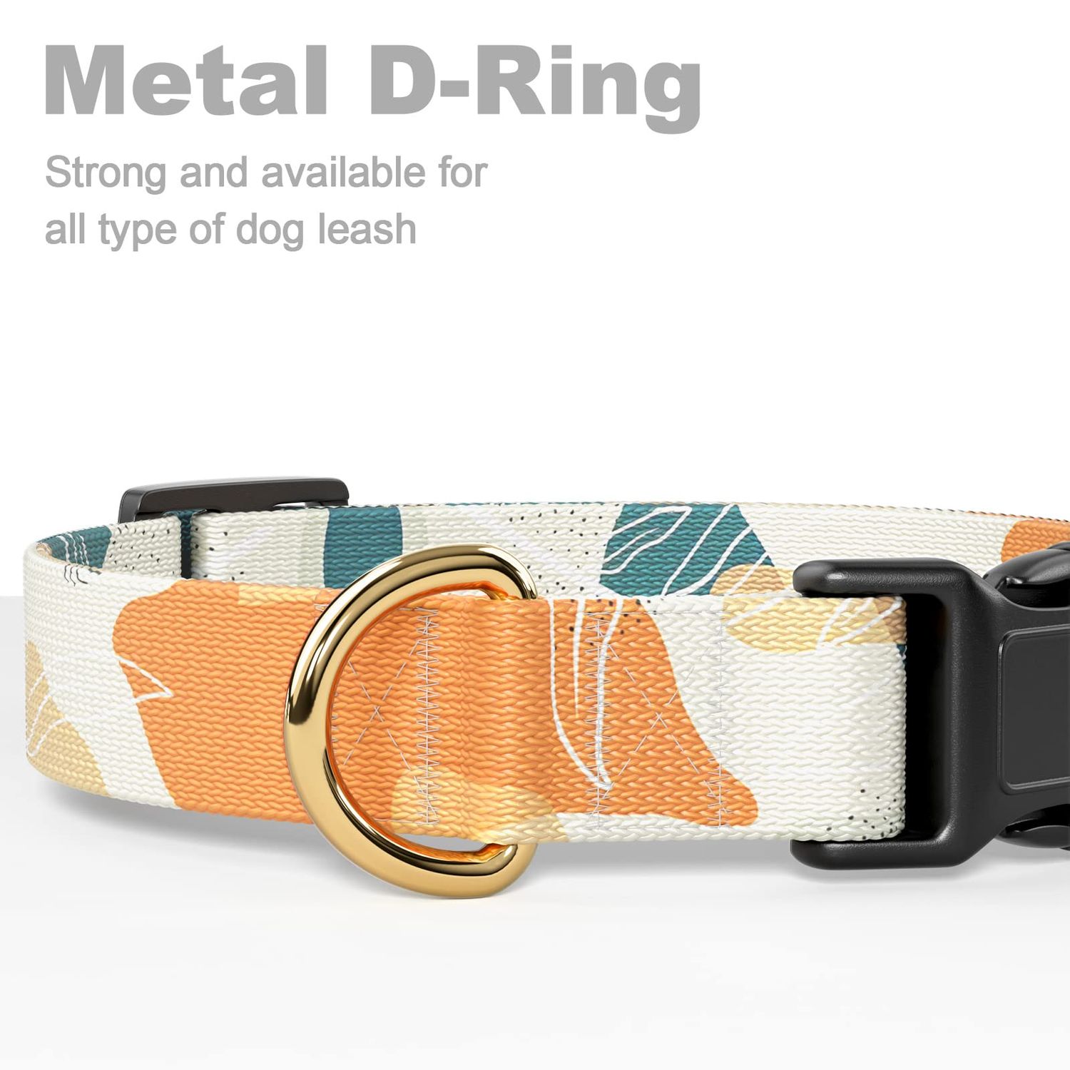 Rnivvi Dog Collar, Personalized Adjustable Dog Collars for Medium Dogs, Cute Boho Puppy Collar for Boy and Girl Dogs, Soft Pet Collar with Quick Release Buckle for Walking Running, Abstract Leaves