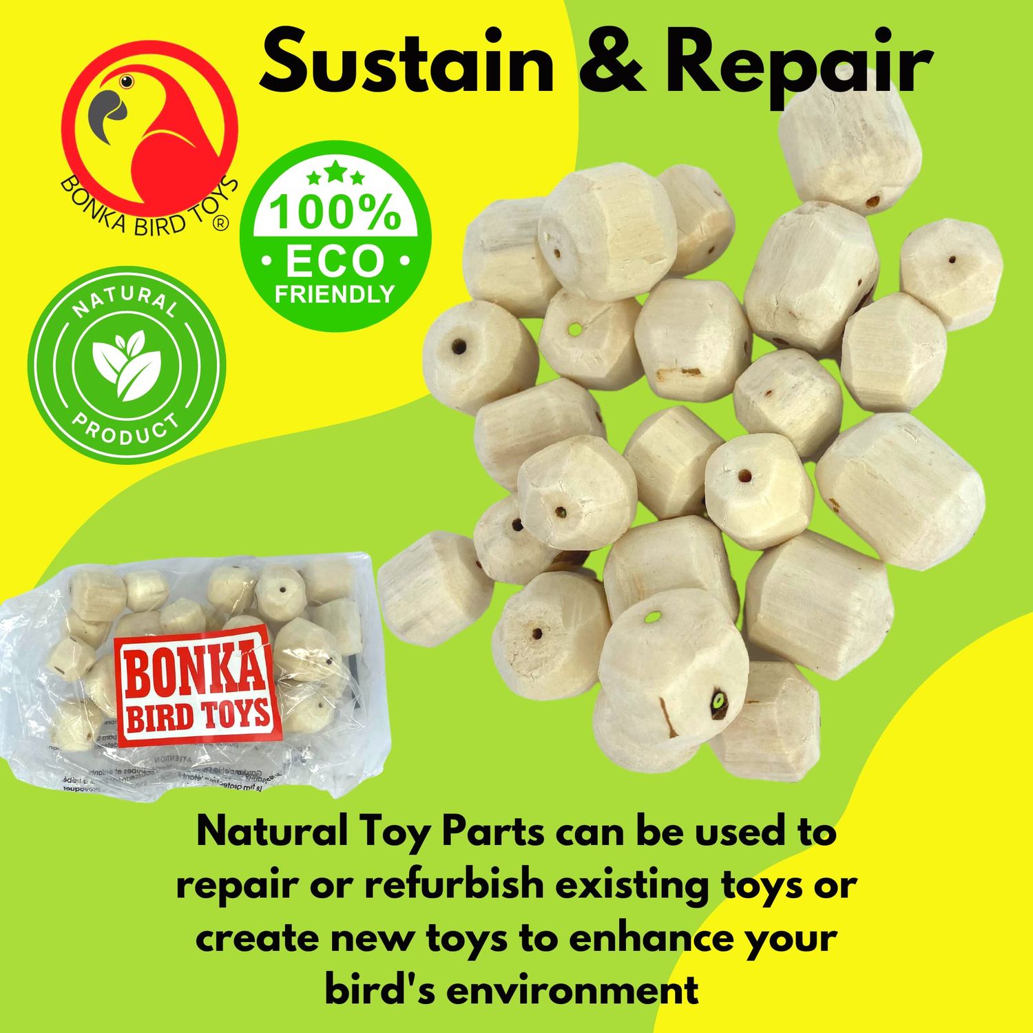 Bonka Bird Toys 3383 Pk24 Sola Rocks Foot Talon Craft Part Bird Toys Natural Chew Foraging Treat for Conures Cockatiels Parakeets and Other Similar Sized Birds