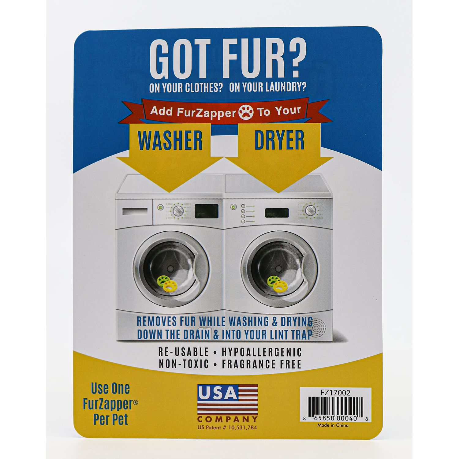 1 PK FurZapper Pet hair remover for laundry