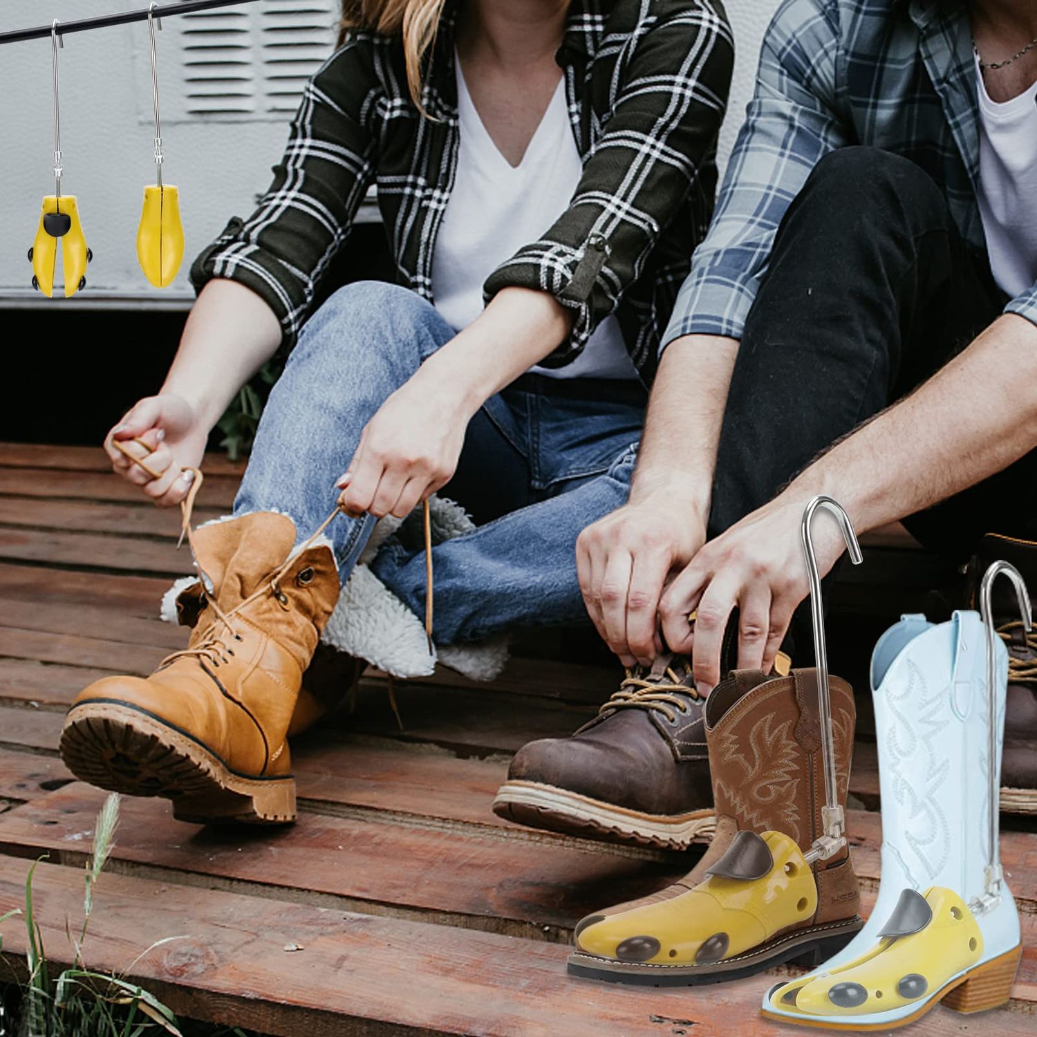 Exshoiu Shoe Boot Stretcher for Cowboy Boots, Shoe Boot Expander for Wide Feet, Pair of Boot Widener Stretcher for Men