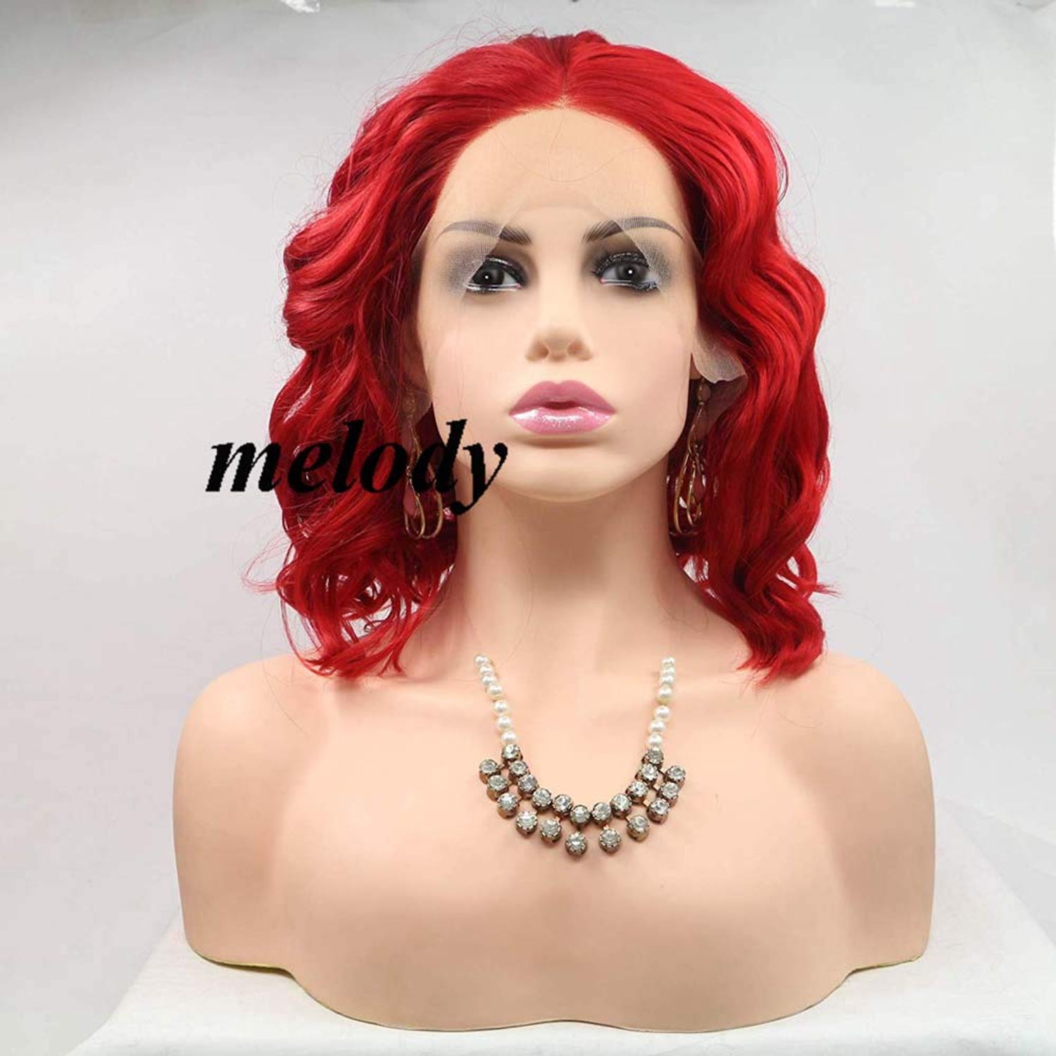 melody wig Short Red Curly Wigs Synthetic Red Lace Front Wigs For Women Hair Heat Resistant Fiber Short Hair Wigs Cosplay Wigs 14" …