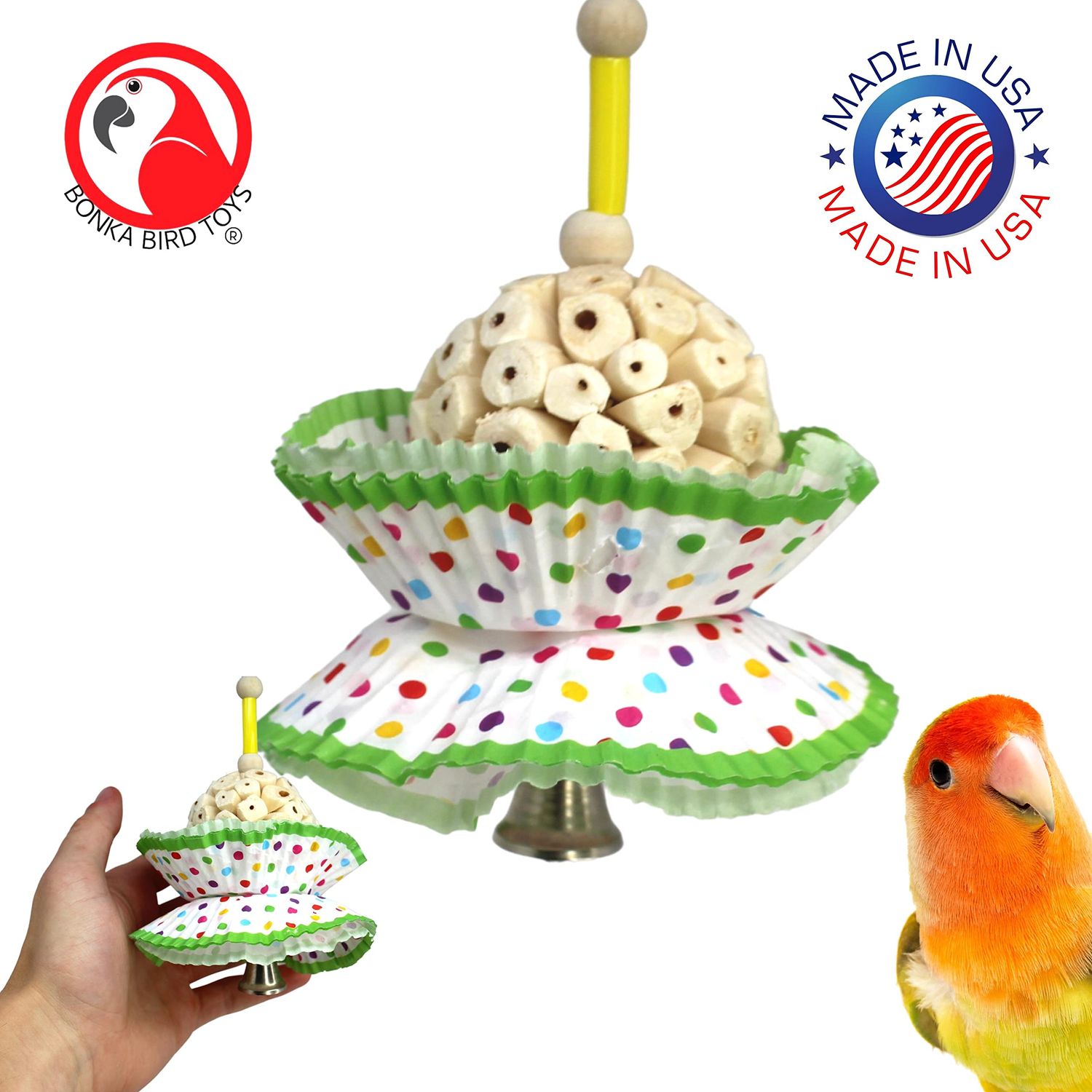 Bonka Bird Toys 1925 Cake Natural Sola Shred Forage Chew Treat Parrot Parrotlet Budgie Cockatiel Parakeets and Other Similar Birds