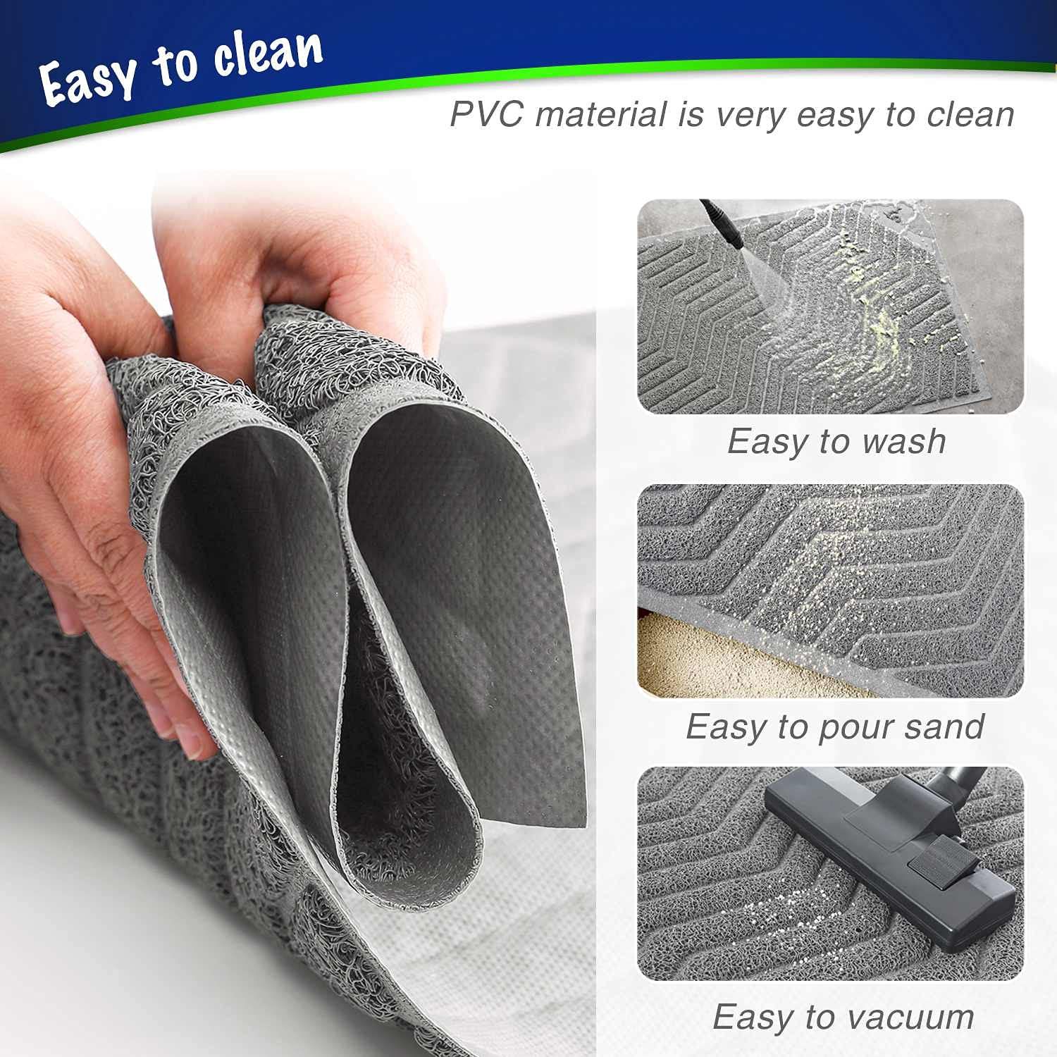 WePet Cat Litter Box Mat, Kitty Premium PVC Pad, Durable Trapping Rug, Phthalate Free, Urine-Resistant, Scatter Control, L 35 x 23, Grey