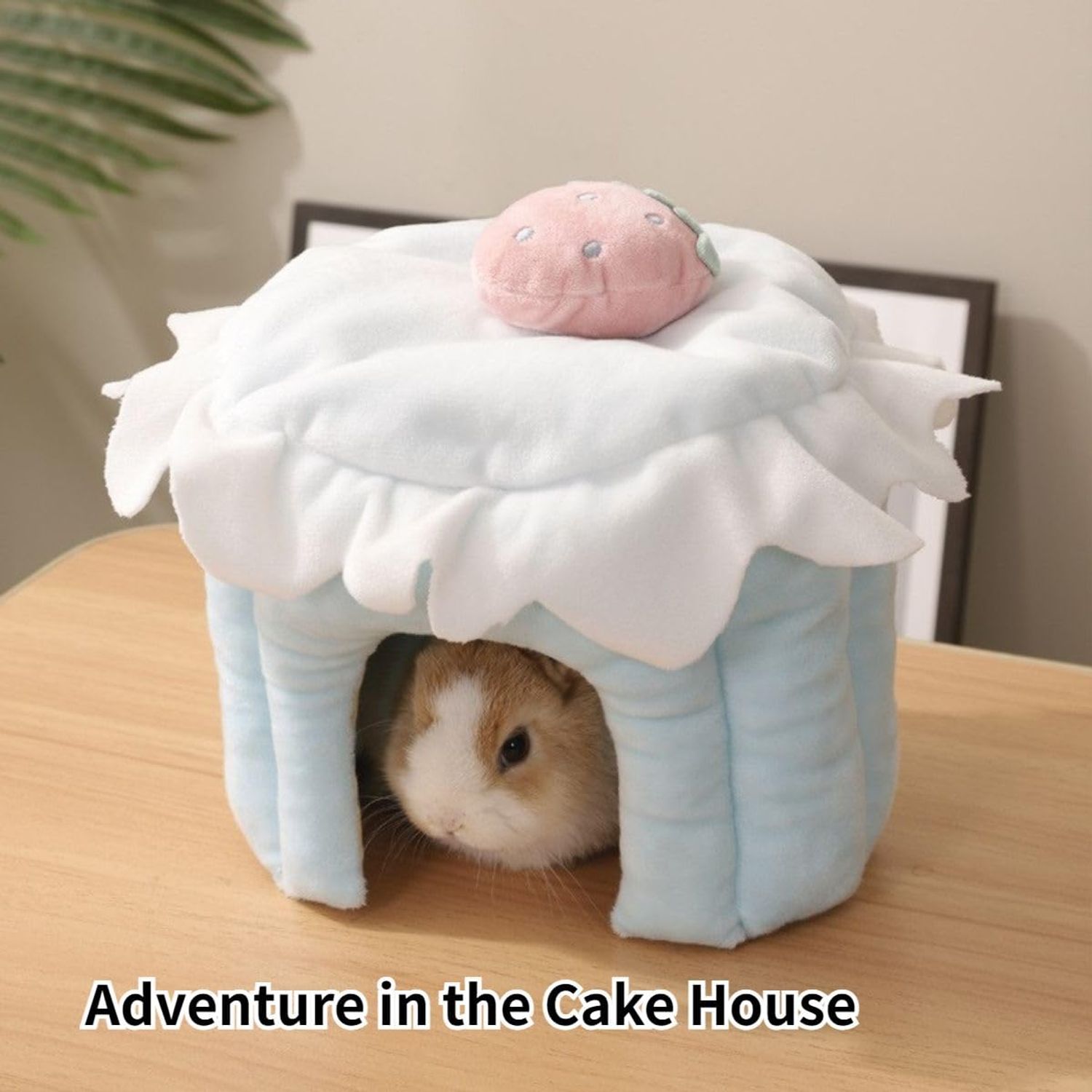 Copfeu Cake Shaped Guinea Pig Hideout Tunnel, Cage Accessories for Bunny, Hamster, Chinchilla, Ferret, Rabbit and Other Small Pets (Pink, Medium)