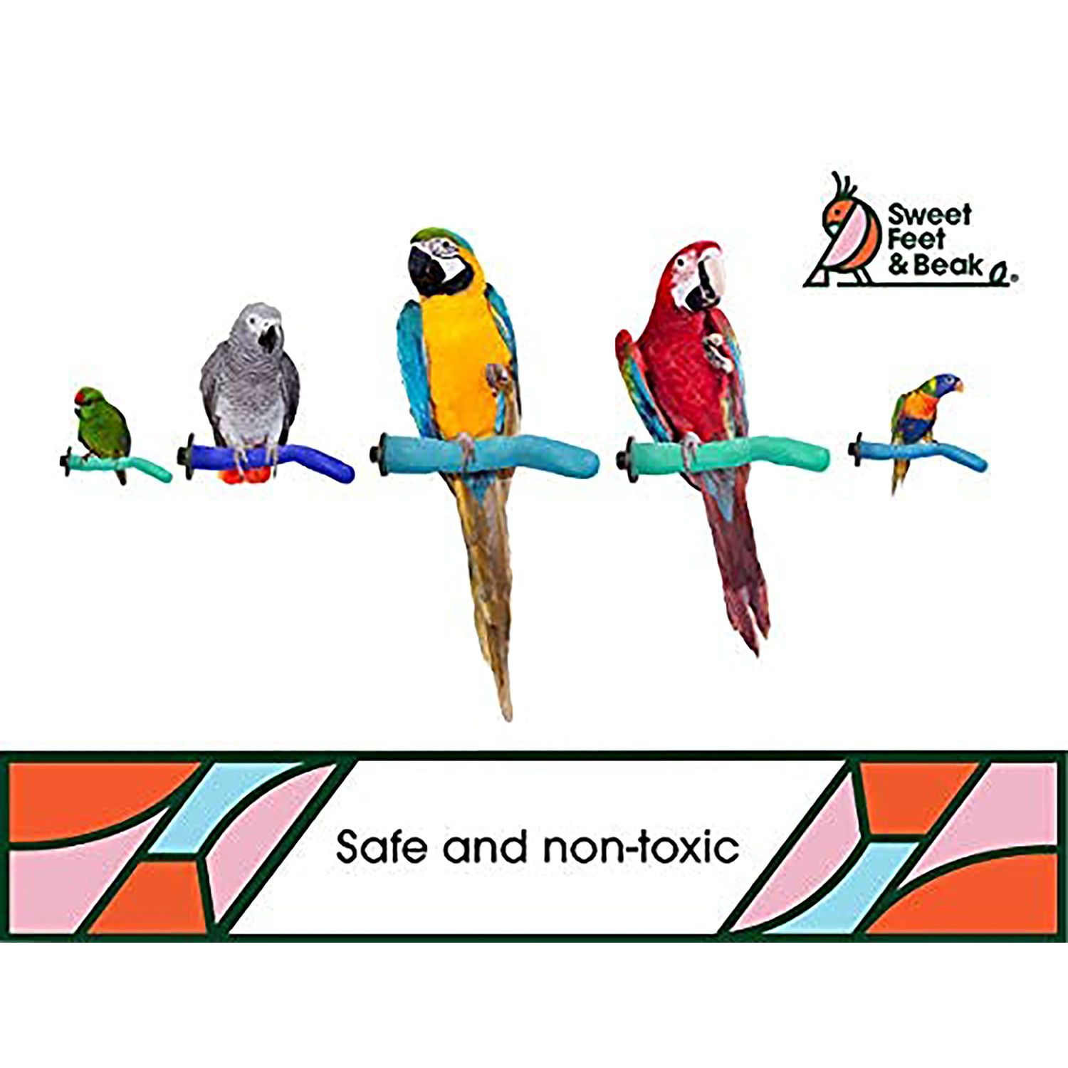 Sweet Feet and Beak Safety Pumice Perch - Trims Nails and Beak - Promotes Healthy Feet - Safe Non-Toxic Bird Supplies for Bird Cages - Medium 12"
