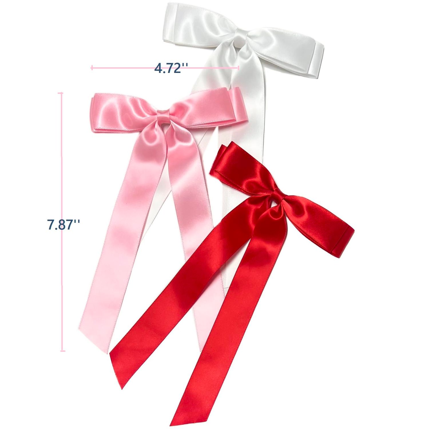 Hair Bows for Women Coquette Bow Girls Hair Bow Clips Satin Ribbon Bows for Hair Cute Hair Accessories for Women Short Hair, Silky Hair Ribbon Bow Clips 6PCS