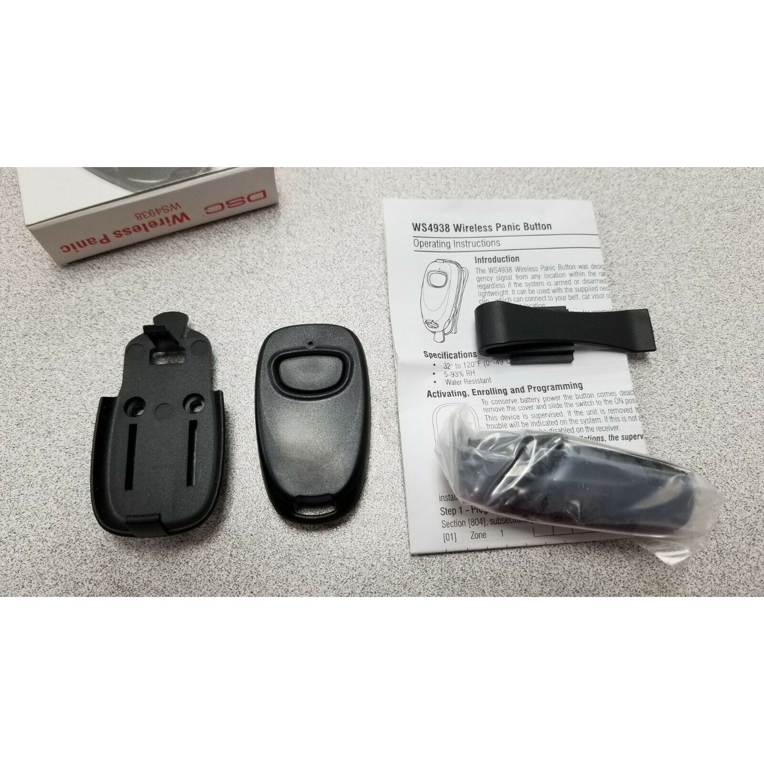 DSC WS4938 Single Button Wireless Panic Remote with Neck Strap & Clip NEW