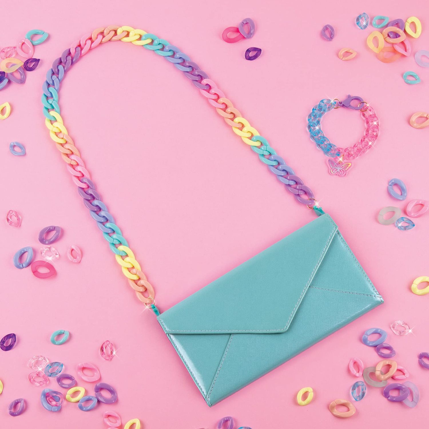 Make It Real All Linked Up Bracelet Making Kit - DIY Charm Bracelet Making Kit for Girls - Kids Bracelet Making Kit for Teen Girls - Jewelry Making Kit for Girls 8-12 - Craft Kit Gifts for Girls