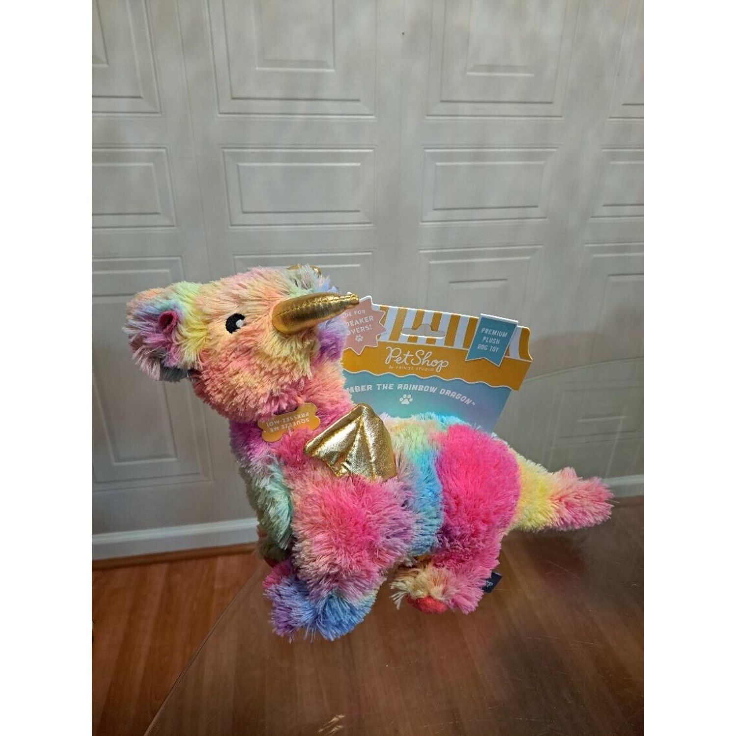 Fringe Best Dog Toy Box Norbert Multicolor Dragon Dog Pet Toy  Squeaker 16”