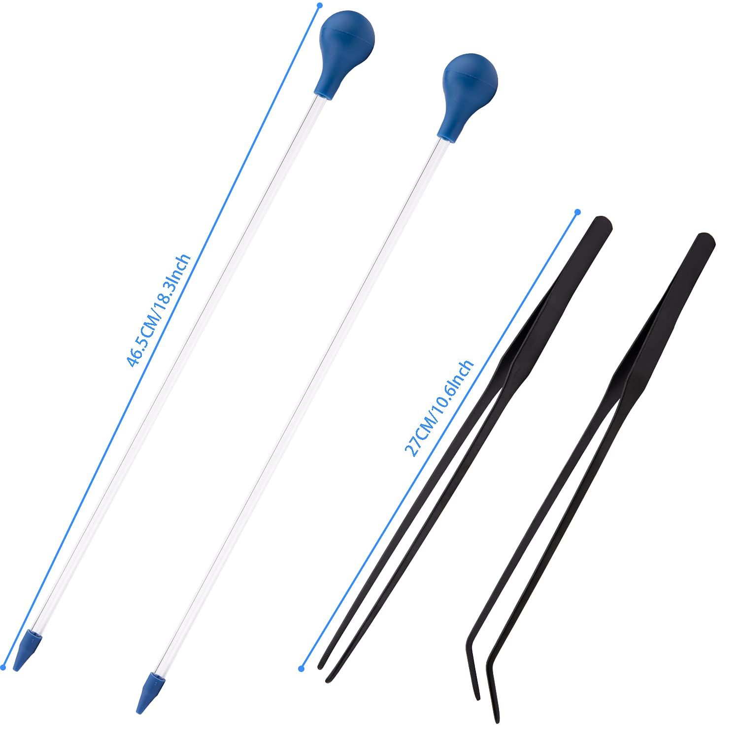 Aquarium Choice Coral Feeder Long Syringe Reef Feeder SPS HPS Marine Reef Coral Feeder Tool Fish Excreta Cleaner (2 Units Coral Feeder and 2 Units Tweezers)