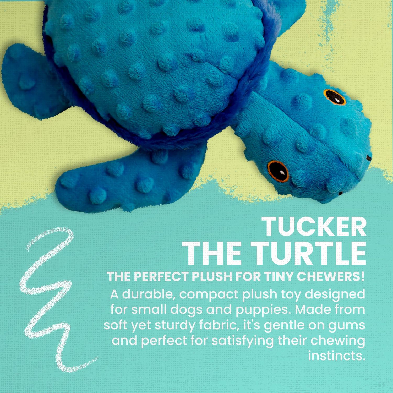 SnugArooz Tucker The Turtle – Soft & Durable Dog Toy with Squeakers & Crinkle – Made from Recycled Materials –Includes Repair Patch for Extended Play