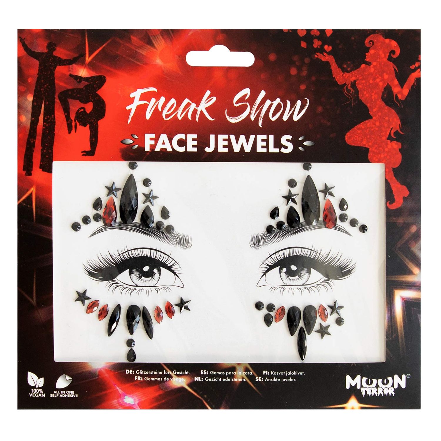 Face Jewels by Moon Terror - Festival Face Body Gems, SFX Make up, Crystal Make up Eye Glitter Stickers, Temporary Tattoo Jewels, Special Effects Make up (Freak Show)