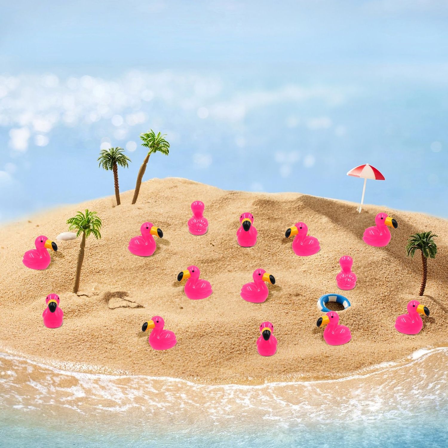 HOMICO 50PCS Mini Flamingos Ducks Mini Resin Animals Flamingo Decor Tiny Ducks for Crafts Dollhouse Fairy Garden Landscape Aquarium
