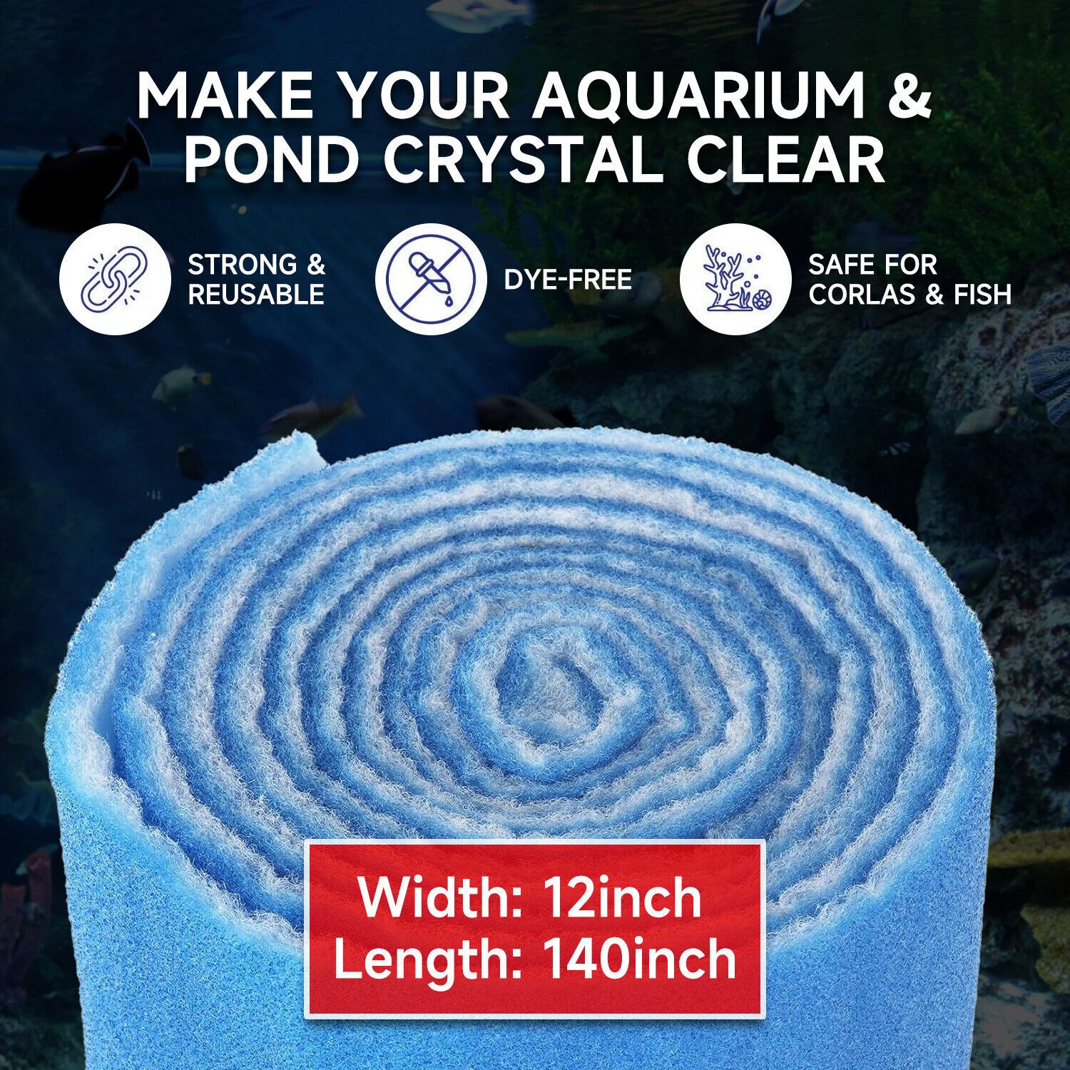 MGT Aquarium Filter Media Pad Cut to Fit for Fish Tank Canister Filter 12"X12'