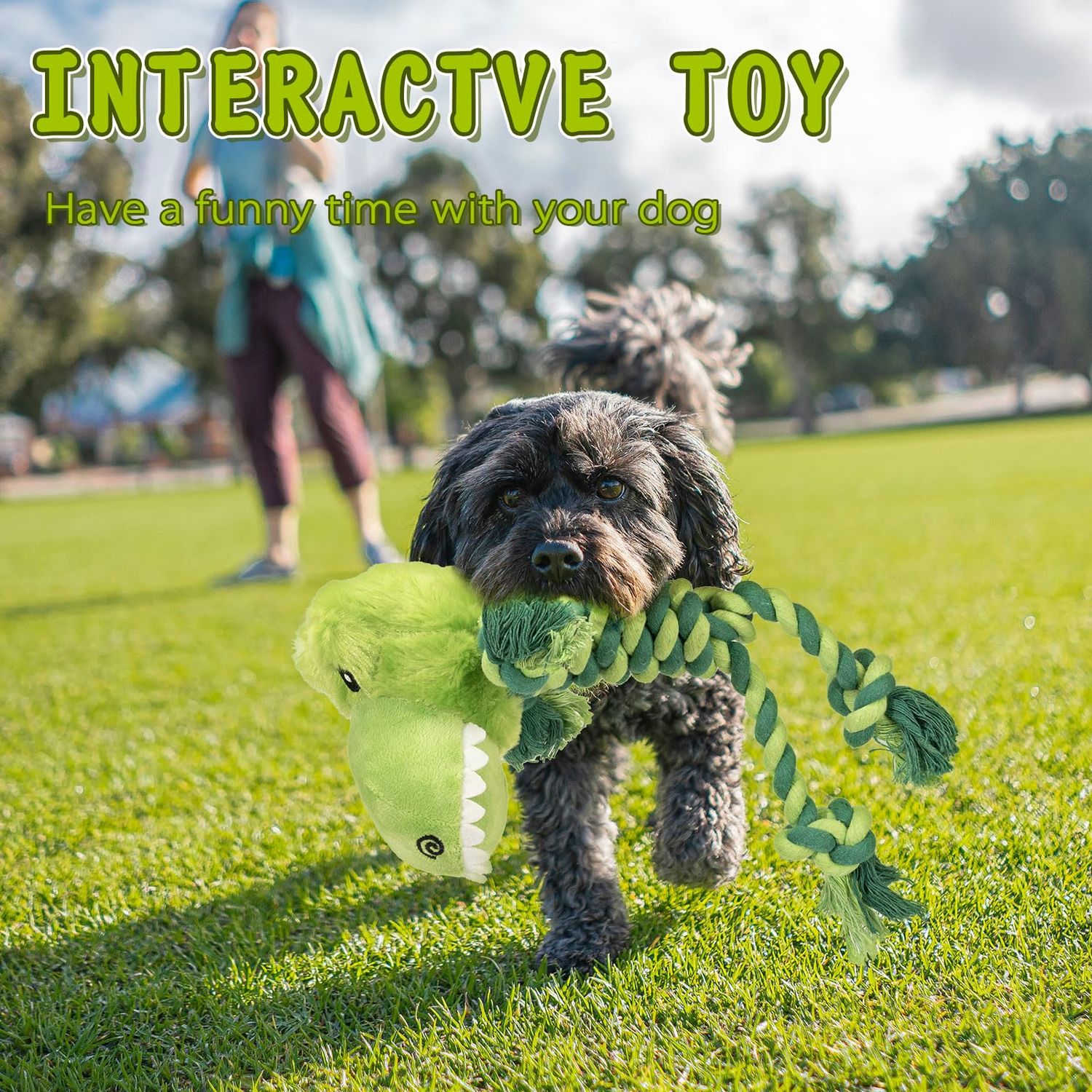 JMZDS&JL Dog Toys, Tough Dog Toys for Puppies and Small-Medium Dogs, Tug of War Dog Toy, Plush Stuffed Animals for Dogs, Rope Dog Toys for Teething and Chewing Fun. (Crocodile)