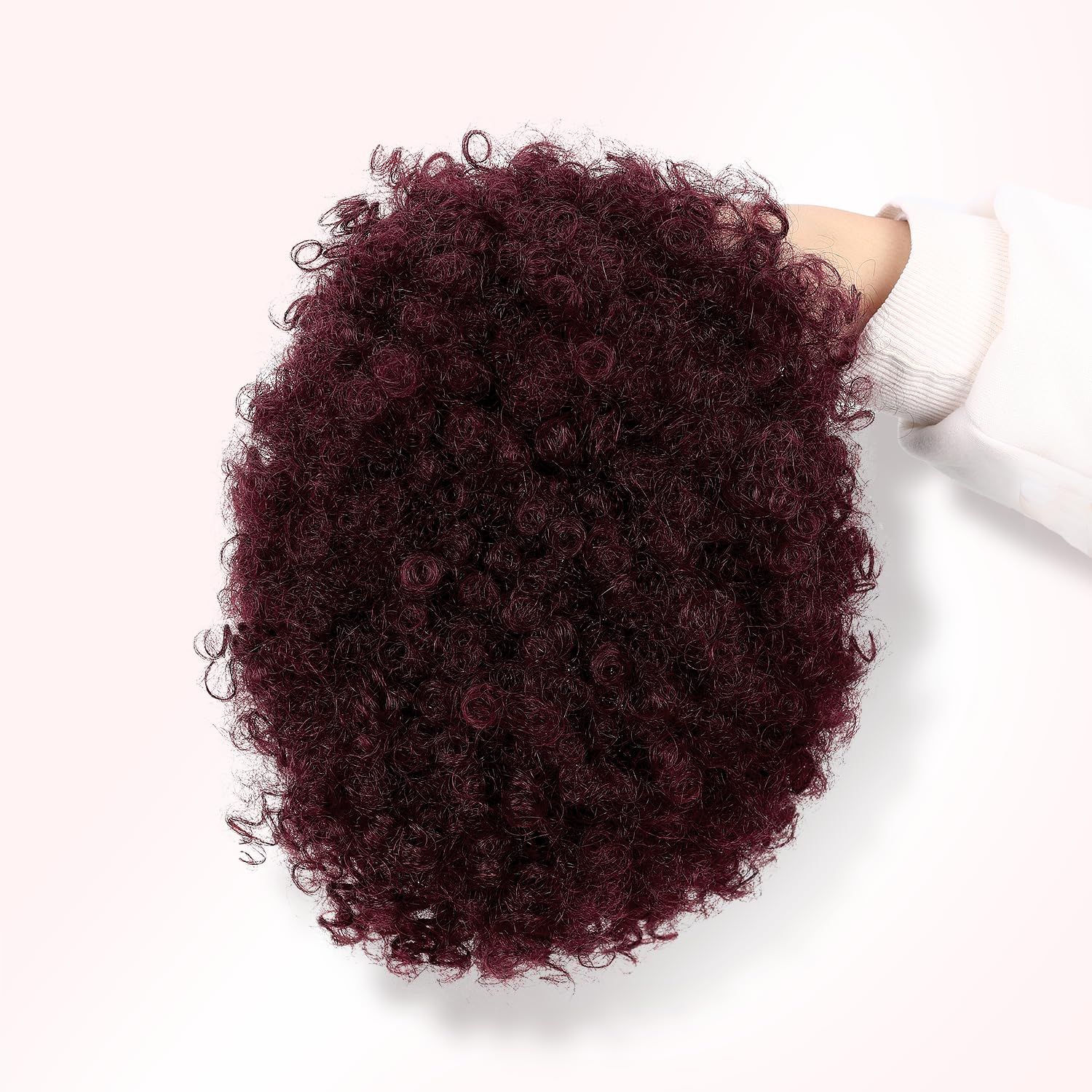 WIGER Short Afro Curly Wigs Human Hair for Black Women Afro Kinky Curly Wigs 99J Short Curly Afro Wigs None Lace for African American Lady for Daily