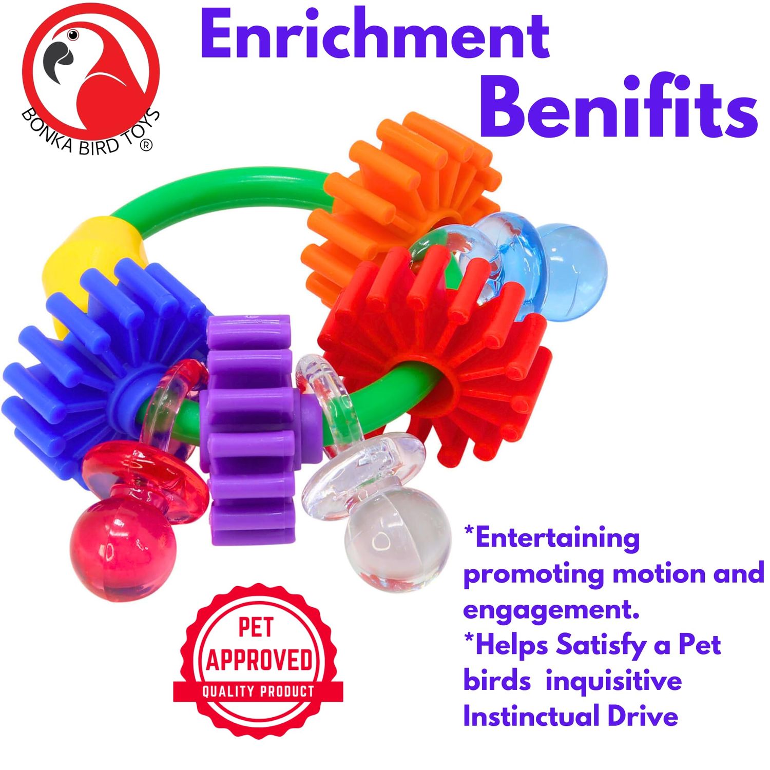 Bonka Bird Toys 3608 Gear Ring Foot Talon Bird Toy Conure African Grey