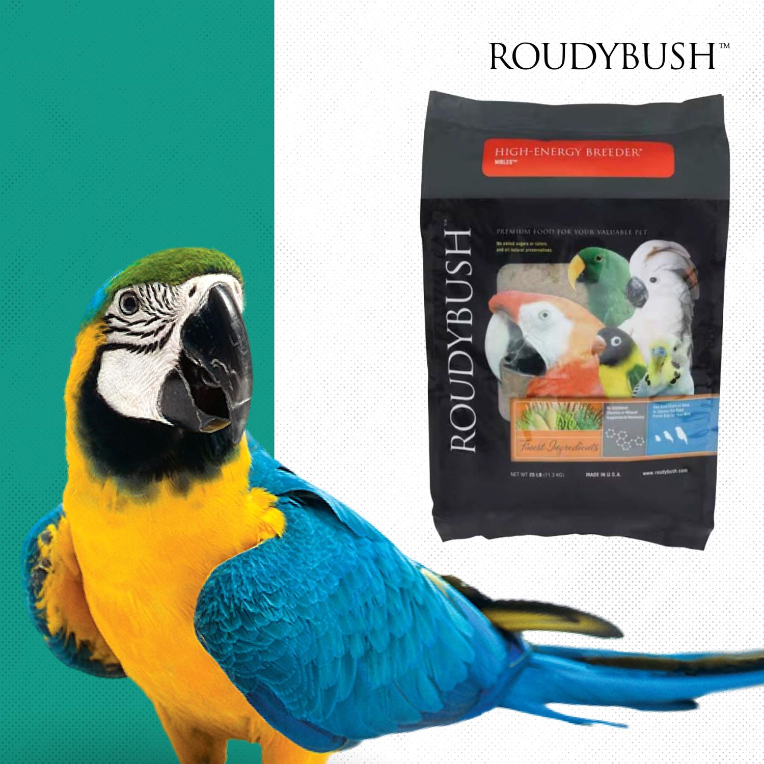 Roudybush High Energy, Nibbles Bird Food, 25-Pound