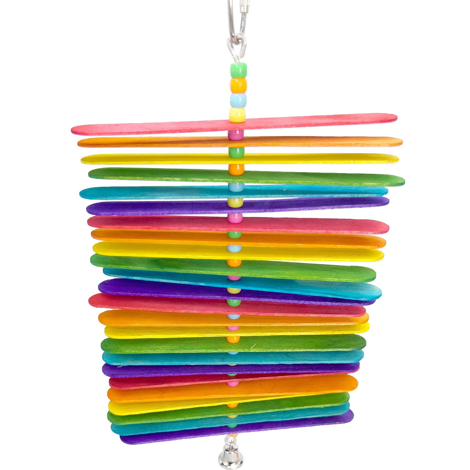 1112 Rainbow Chew Stick - Handcrafted Breakable Turnable Hanging Bird Cage Toy, Bright Colors, Spinning Sticks, Colorful Plastic Beads, Fun for Chewing Beaks & Grabbing Feet