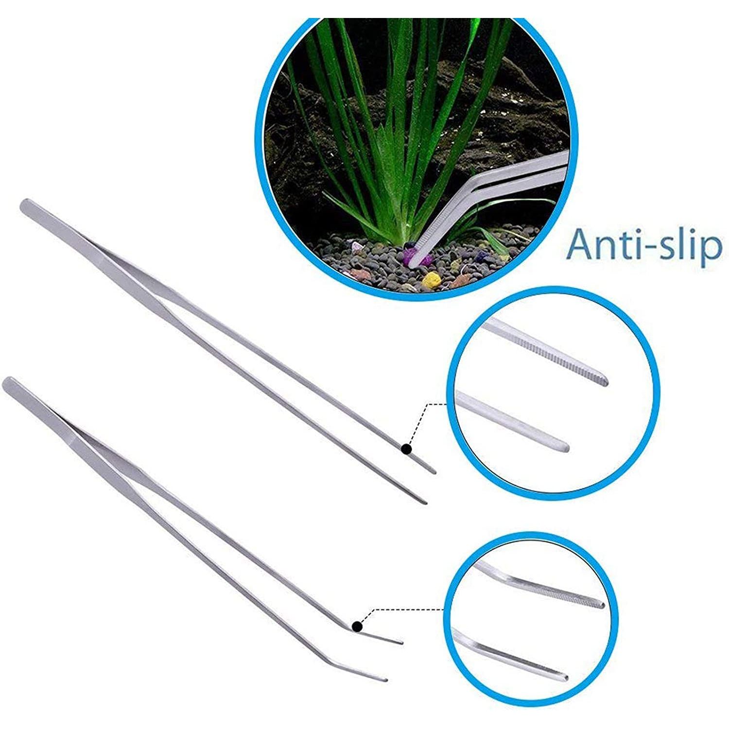 FISTOY 15in Aquascape Tools, 4 in 1 Long Aquarium Tweezers Scissors Spatula, Stainless Steel Aquatic Plants Aquascaping Tools Set for Fish Starter Kits, Aquariums Tank and Terrarium