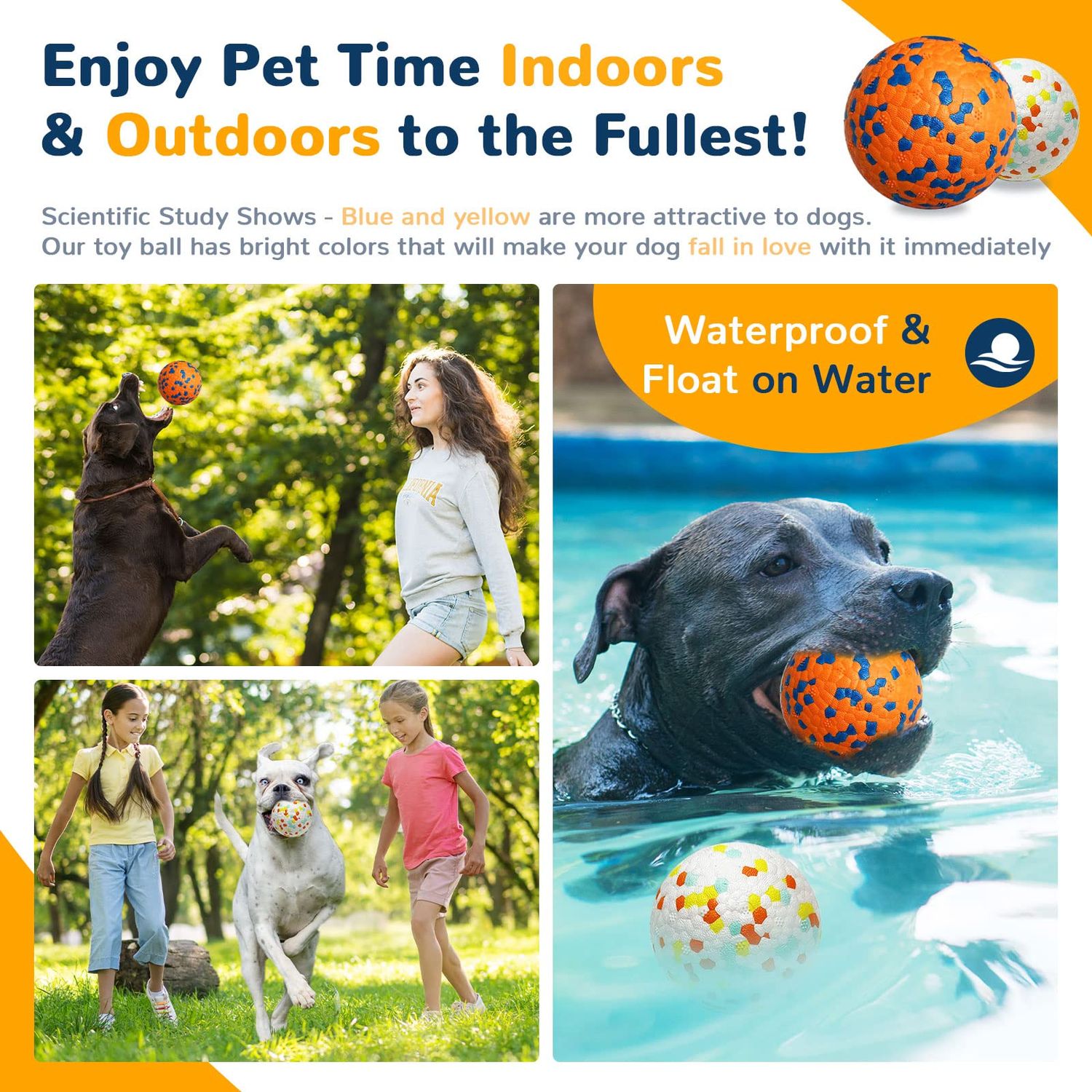 Petcare 2 Pack Dog Toy Balls Upgraded Indestructible Dog Tennis Ball Aggressive Chewers Dog Toys for Medium Large Dogs Interactive Durable Bouncy Dog Chew Balls Water Toy Fetch Balls Rottweiler
