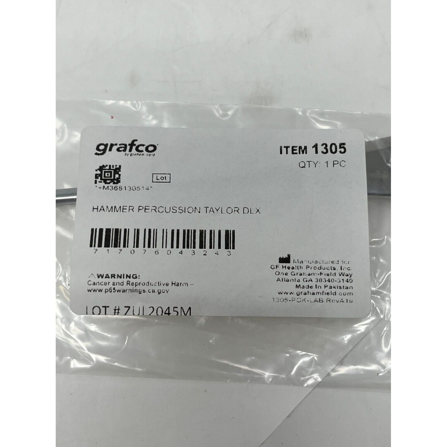 2 Pack GRAFCO 7 1/4" Reflex Taylor Hammer Item 1305 Tomahawk Neurological Hammer