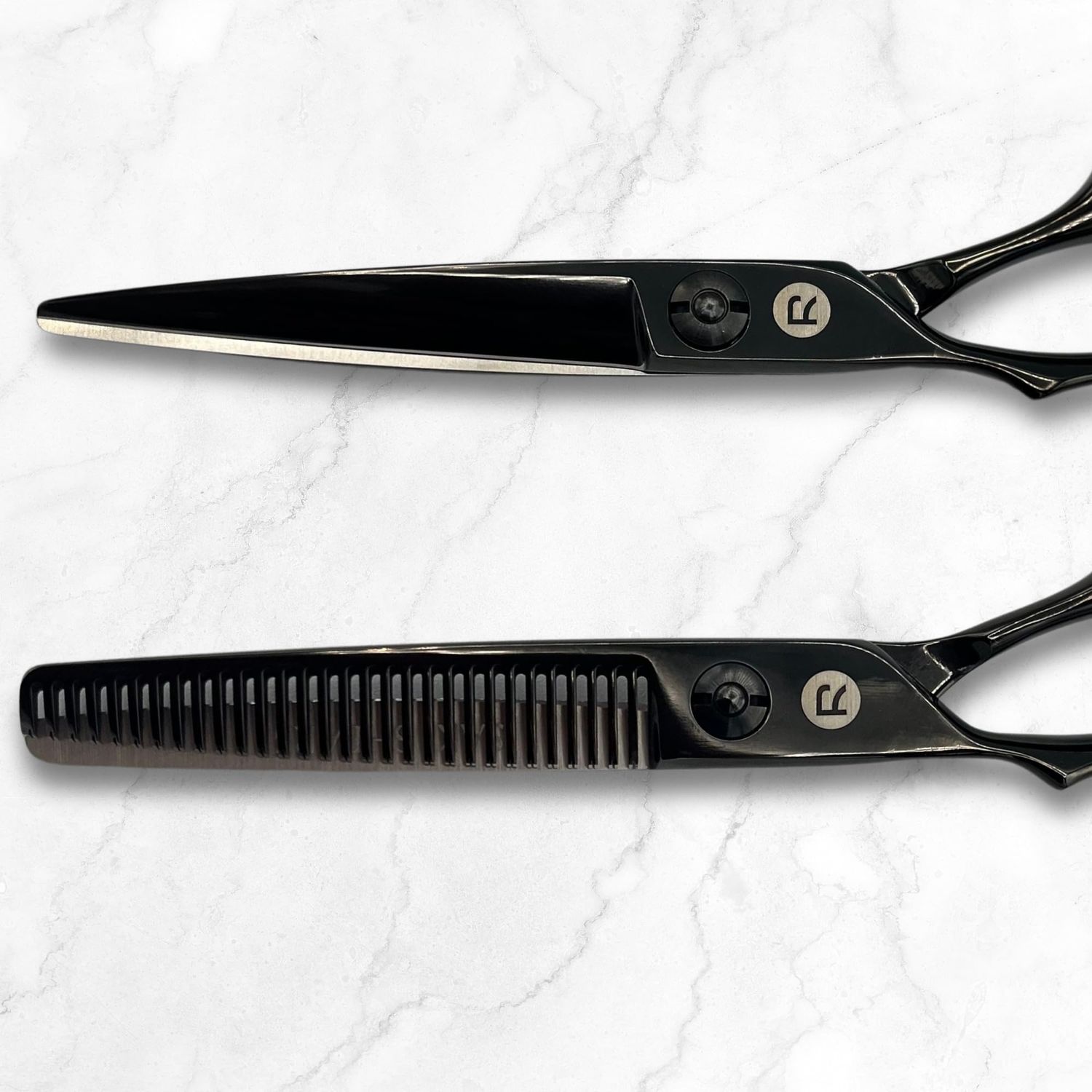 Hair Shears Set for Left-Handed Professionals, 440C Steel Blades, Black Titanium Coating, Includes Scissors, Shears, Razor, Carrying Case