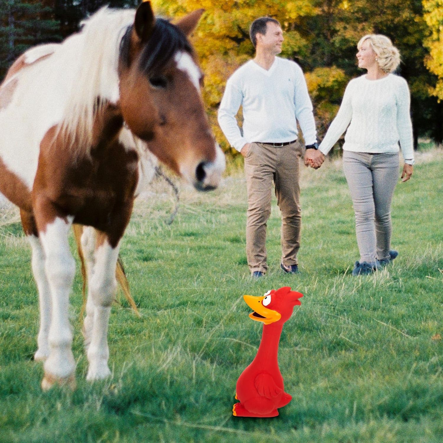 Hungdao 3 Pcs Horse Toys Latex Squeaky Chicken Toy Squeak Turkey Toy for Play Fake Screaming Chicken Toys Chicken Dog Toy for Horses Reduce Separation Anxiety Noise Maker Squeaker Funny Prank