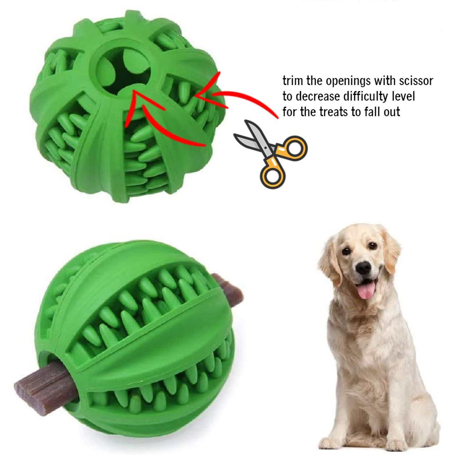 ONTWOPETS Dog Ball Toy - Interactive Dog Enrichment, Mental Stimulation Treat Embedding Rubber Ball Reduce Boredom (3 inches)