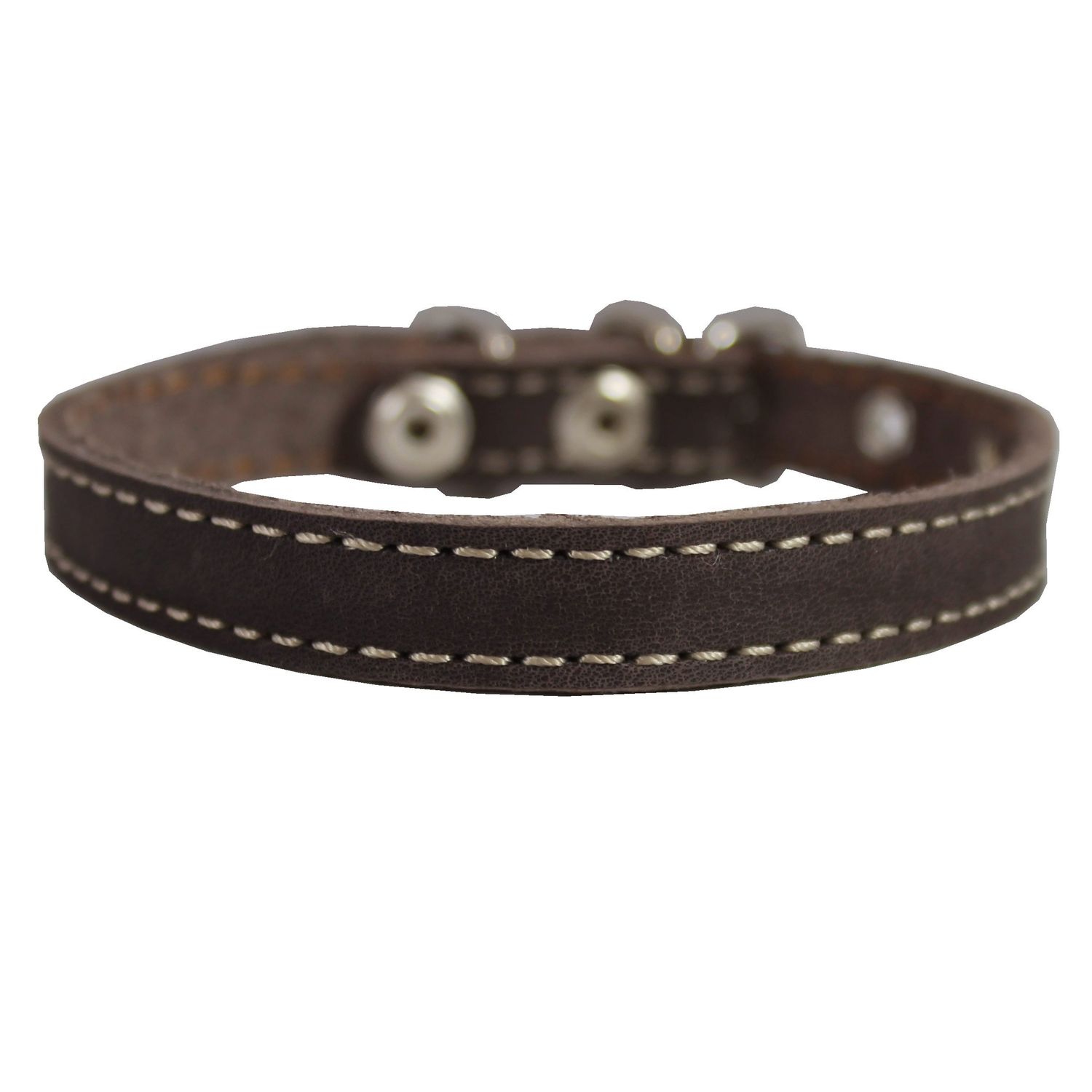 Brown Real Leather Dog Collar 9.5"-13" Neck Size, 1/2" Wide Yorkshire Terrier, Puppies