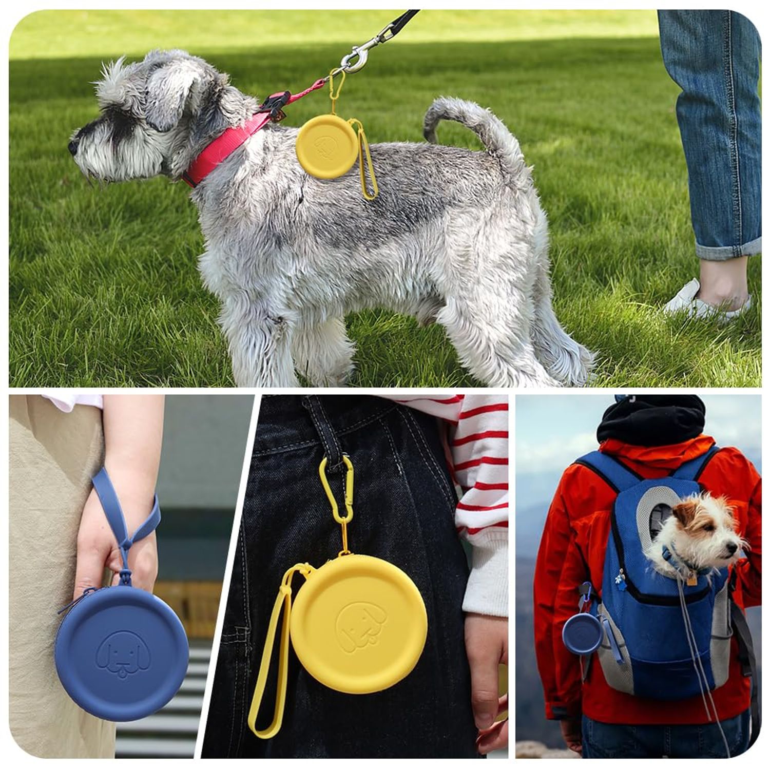 WALLFID Silicone Dog Treat Pouch Small Bag,with Pet Training Clicker,Walking Bag for Dog and Cat, Pocket Size, Easy to Clean, Odorless, Zipper Design,Moisture-Proof,Travel Walking Bag.(Navy Blue)