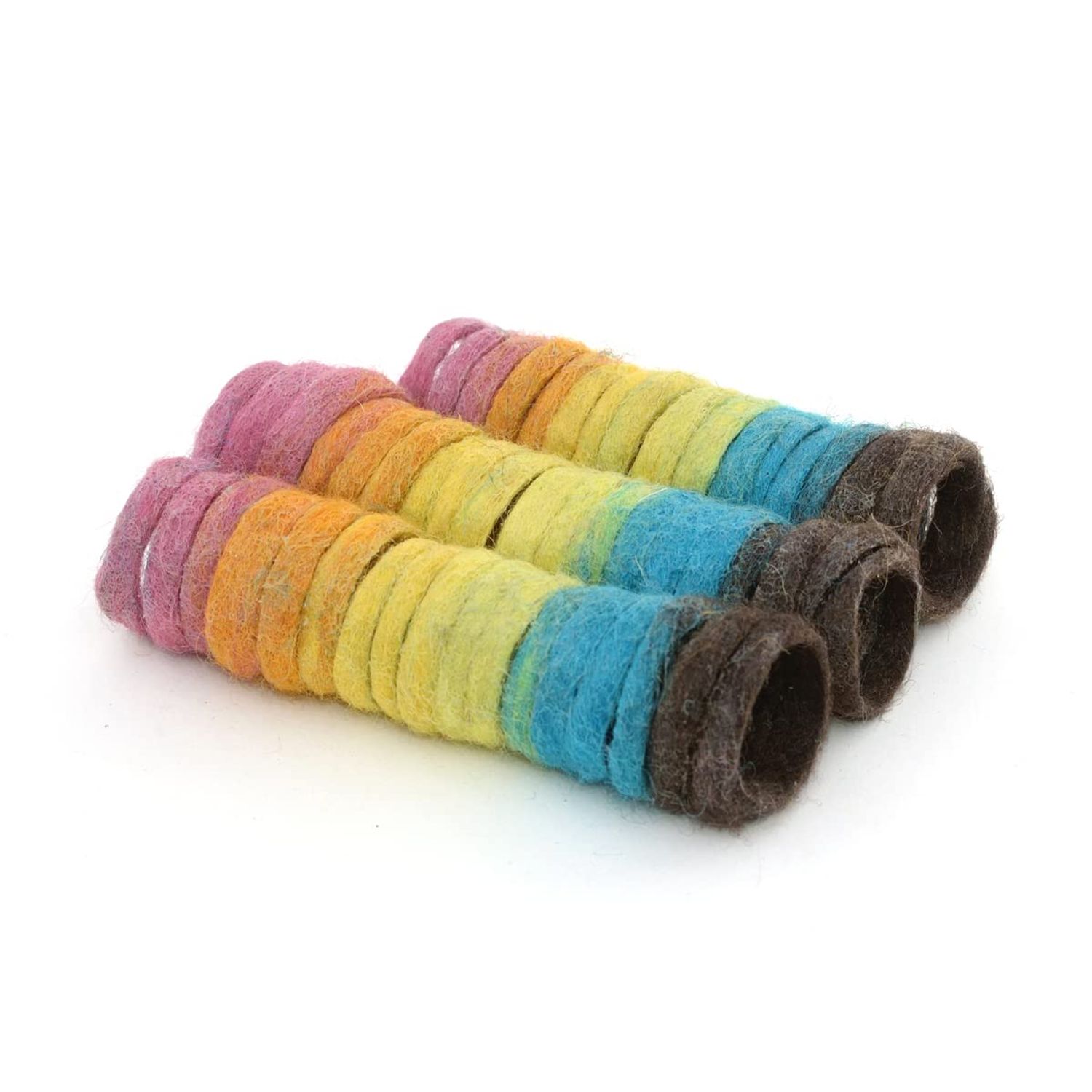 Glaciart One Felt Spring Cat Toy – 3 Pcs Soft Fuzzy Enrichment 100% Natural Wool Toy - Interactive Stretchable Play Cat Toy Set - Safe for Pets, Non-AZO Colored Dyes - 30” Long