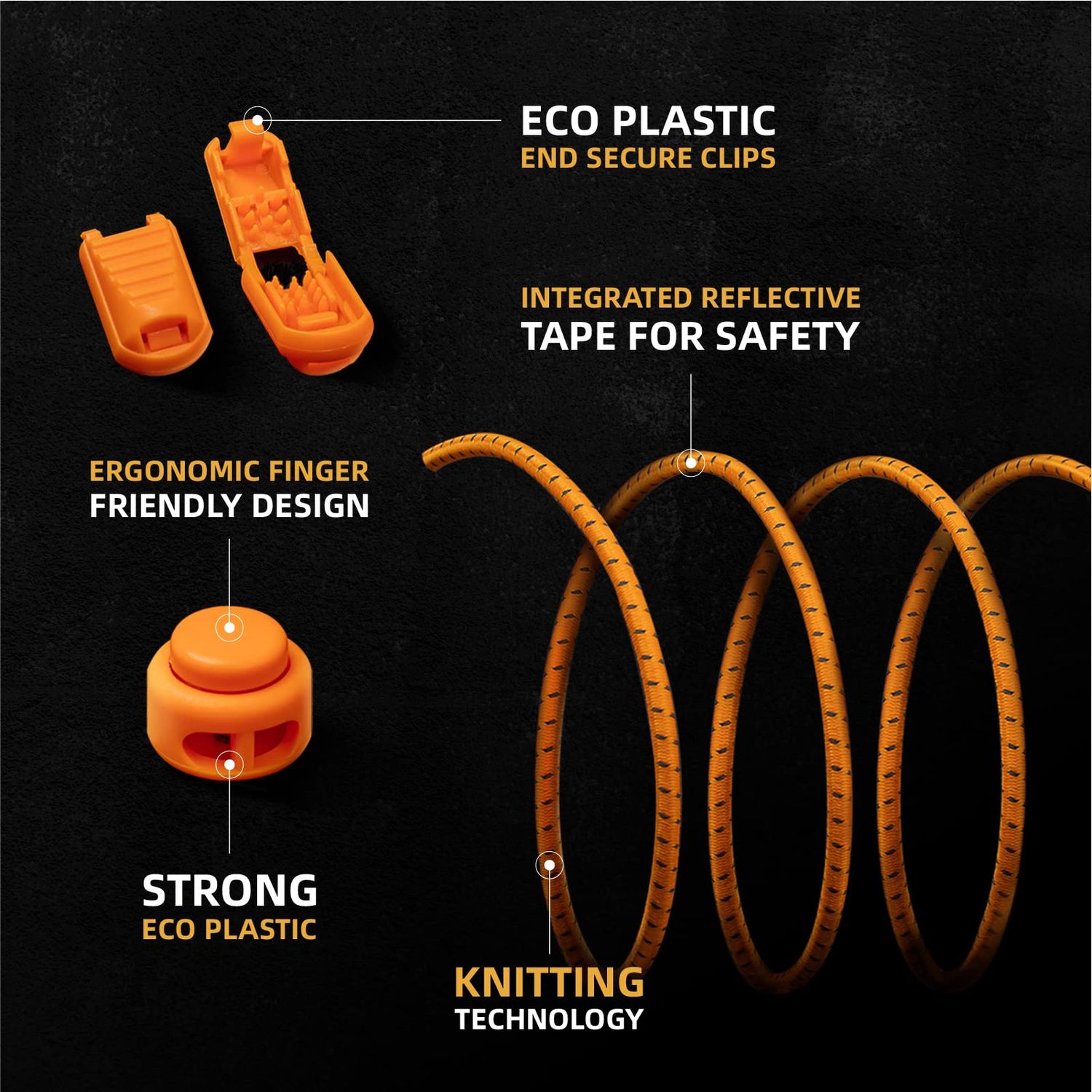 No Tie Shoelaces - Tieless Elastic Shoe Laces - Strong Lock Shoelaces for Sneakers - One Size Fits All for Adults and Kids(Black)