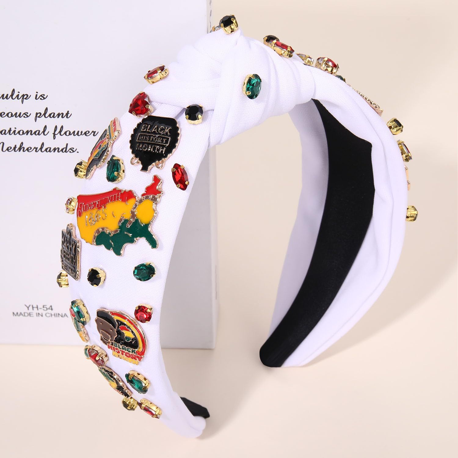 YAHPERN African Juneteenth Headbands for Women Black Women Queen Africa Map Headband Jeweled Rhinestone Wide Top Knot Headband Black History Month Headband African Accessories Outfits Gifts