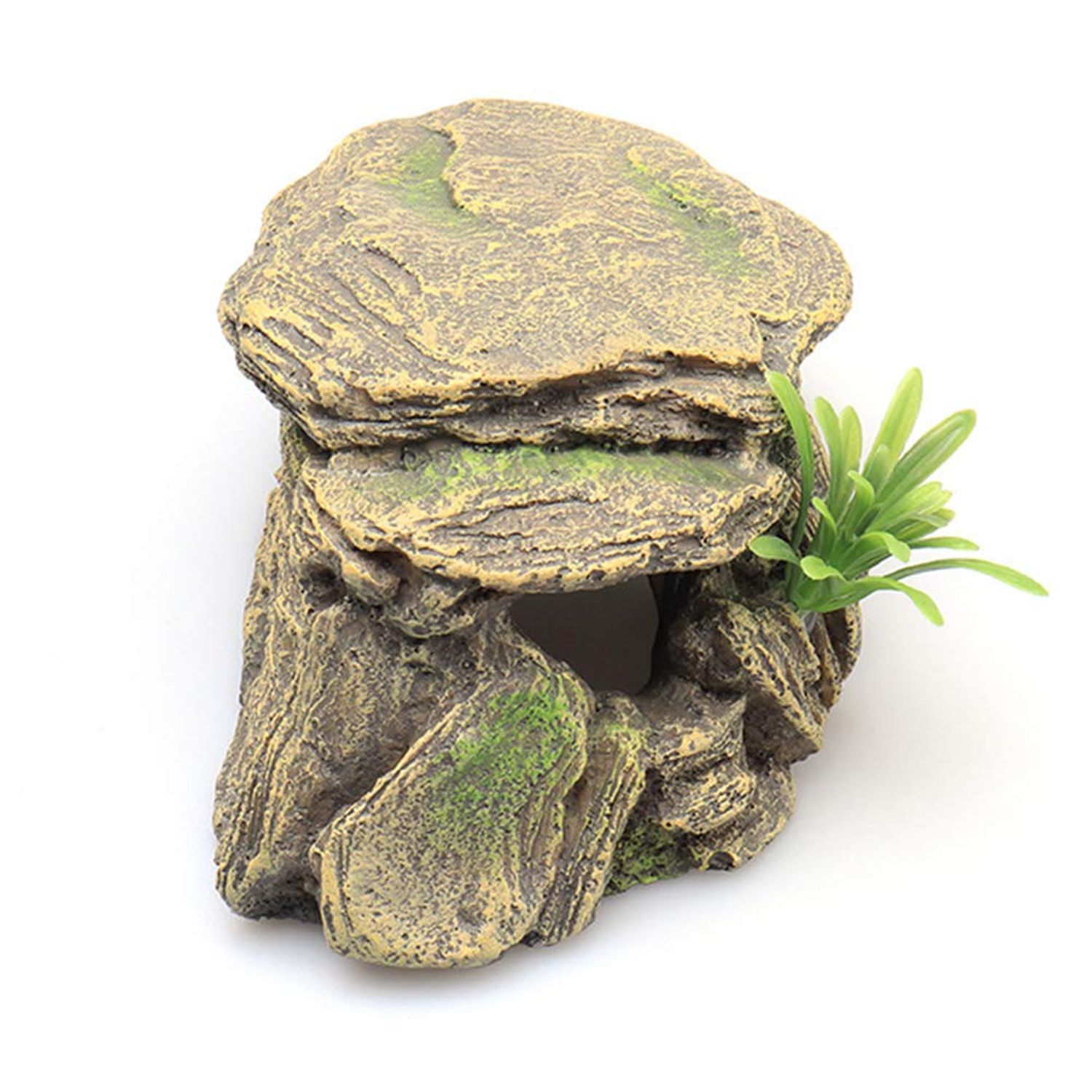 La La Pet® Reptile Hide Box Reptile Hideouts Resin Rock Gecko Hides and Caves Lizard Habitat Decor Small Animal Hideaway Basking Platform for Turtle Spiders Frog Amphibians