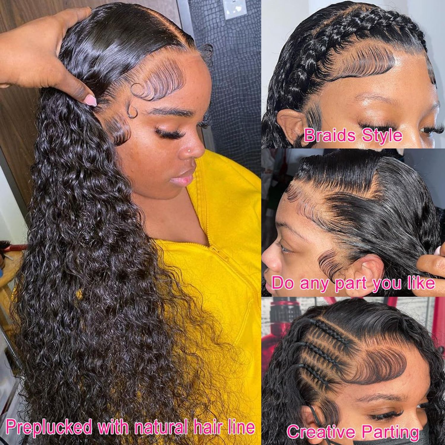 AskWish 30 Inch Lace Front Wig Human Hair Pre Plucked 13x4 Transparent HD Lace Frontal Wigs Human Hair with Baby Hair Deep Wave Lace Front Wigs Human Hair 180% Density Curly Wigs for Black Women