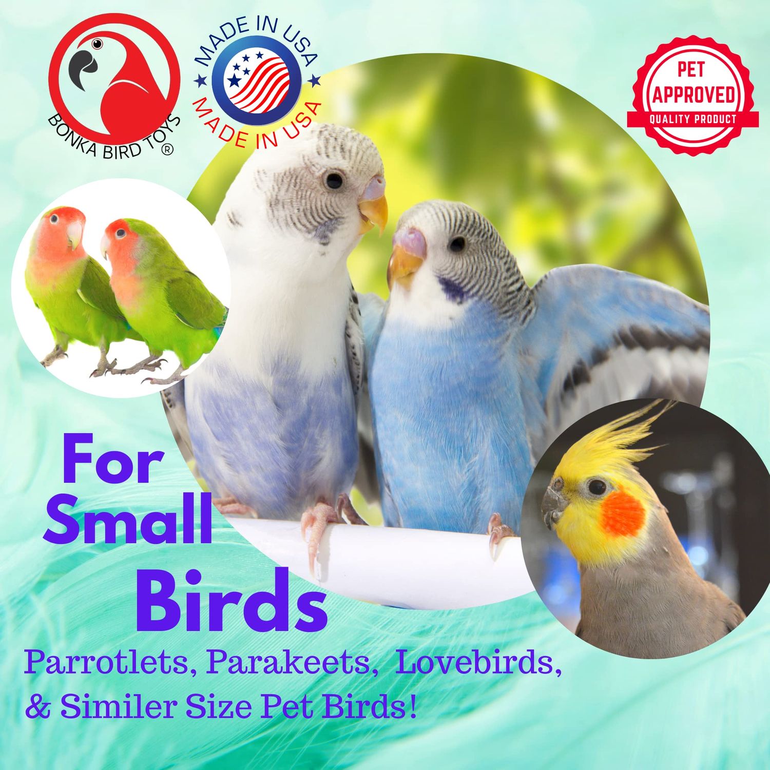 Bonka Bird Toys 2863 Pack Two Small Party Box - Parrot Beak-Engaging Toy, 2"x1.75", for Small/Medium Birds